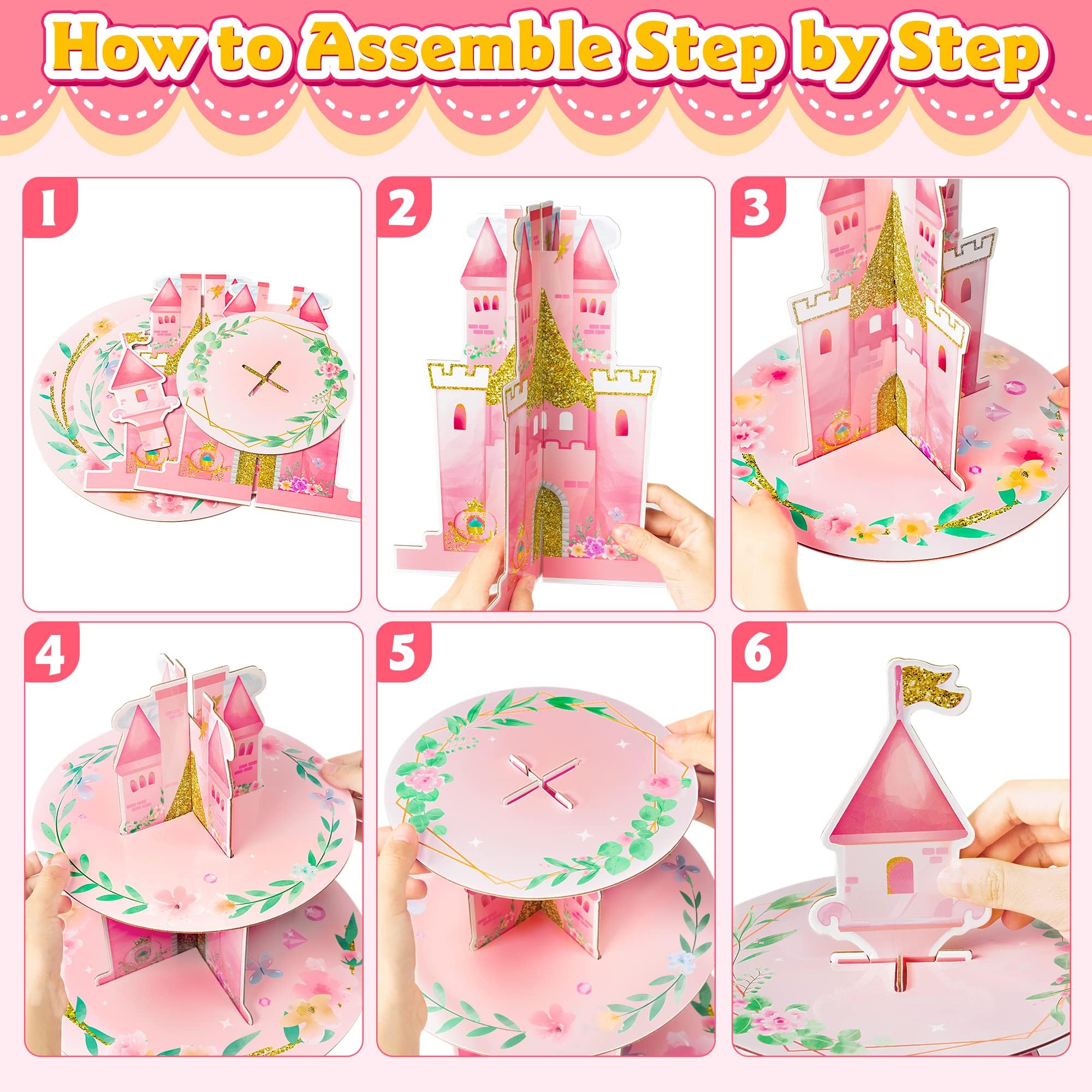Supporto Per Cupcake A 3 Livelli Axolotl In Cartone Rosa - Torre Dolci A Forma Di Salamandra Messicana - 3