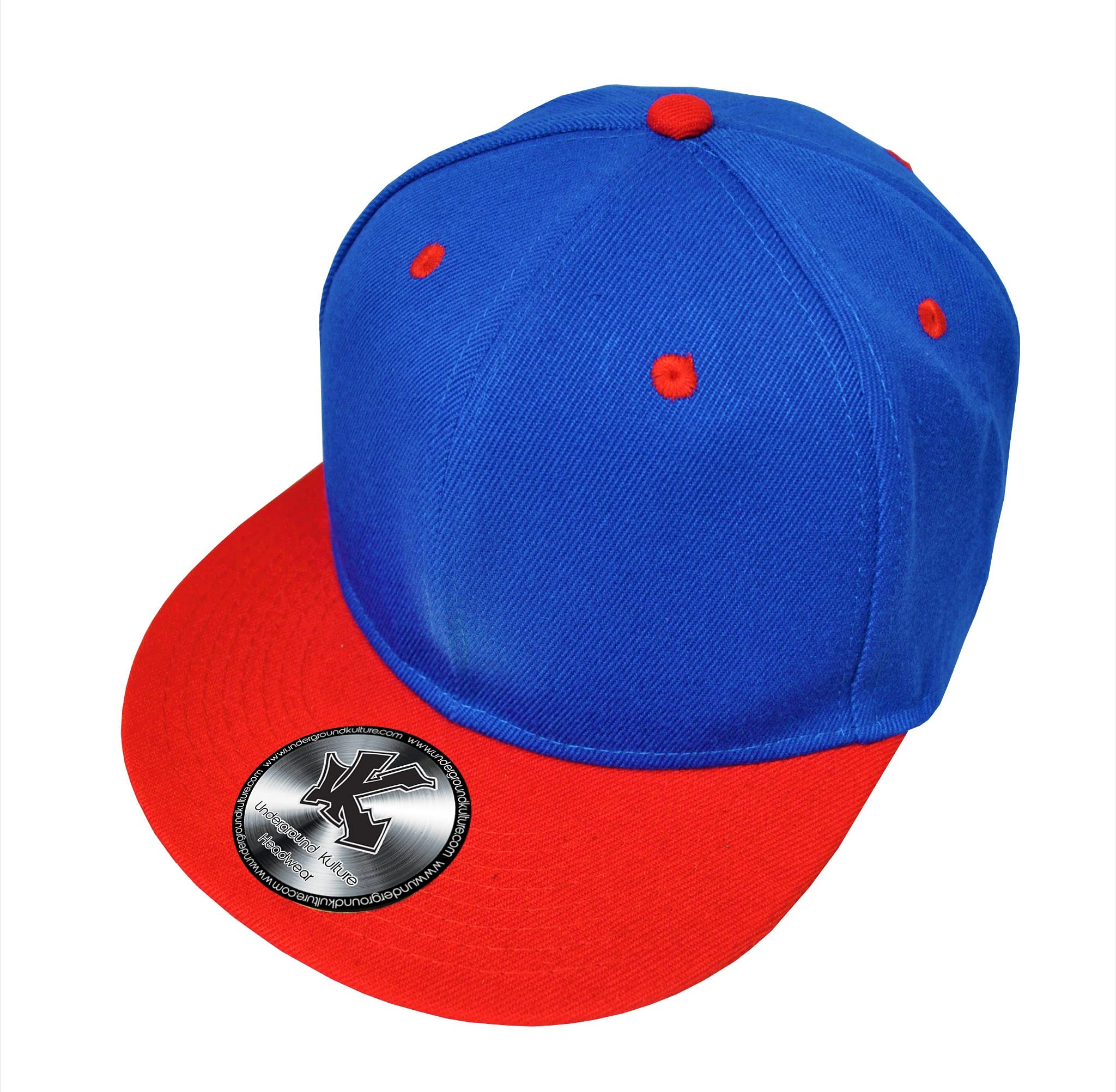 2-Tone Plain Blue and Red Snapback Baseball Cap