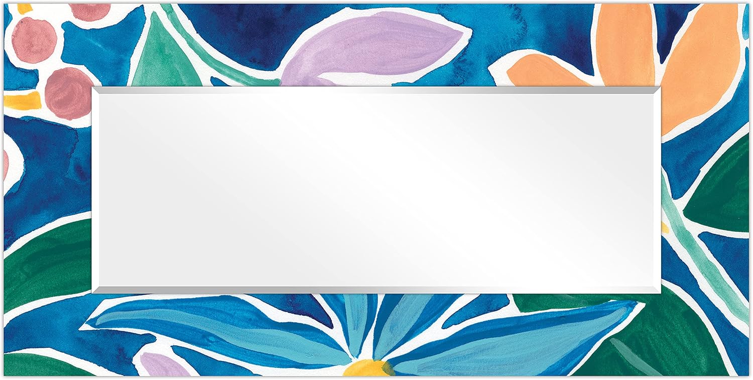 Empire Art Direct Rectangular Beveled Wall Mirror on Abstract Printed Tempered Glass, Vanity, Bathroom Mirror, Ready to Hang