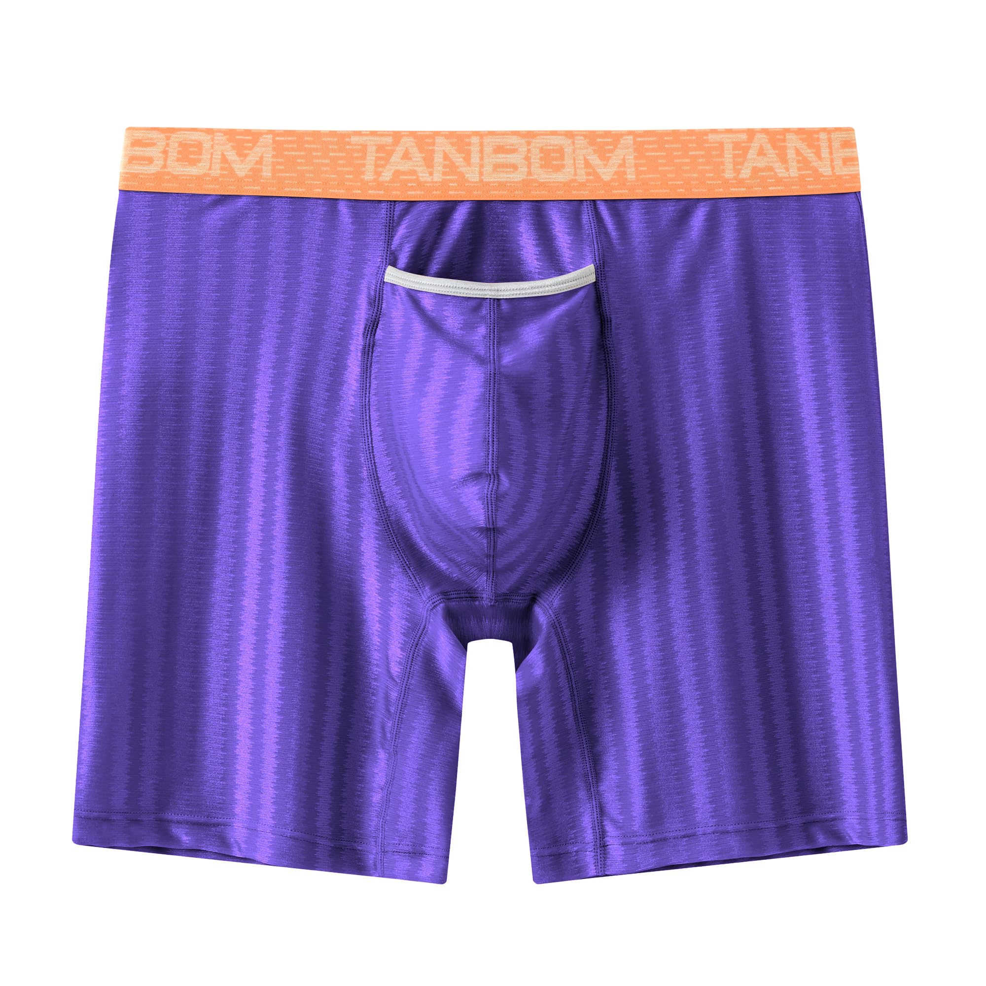 Mens Underwear Satin Ice Silk Horizontal Fly Boxer Briefs with Pouch