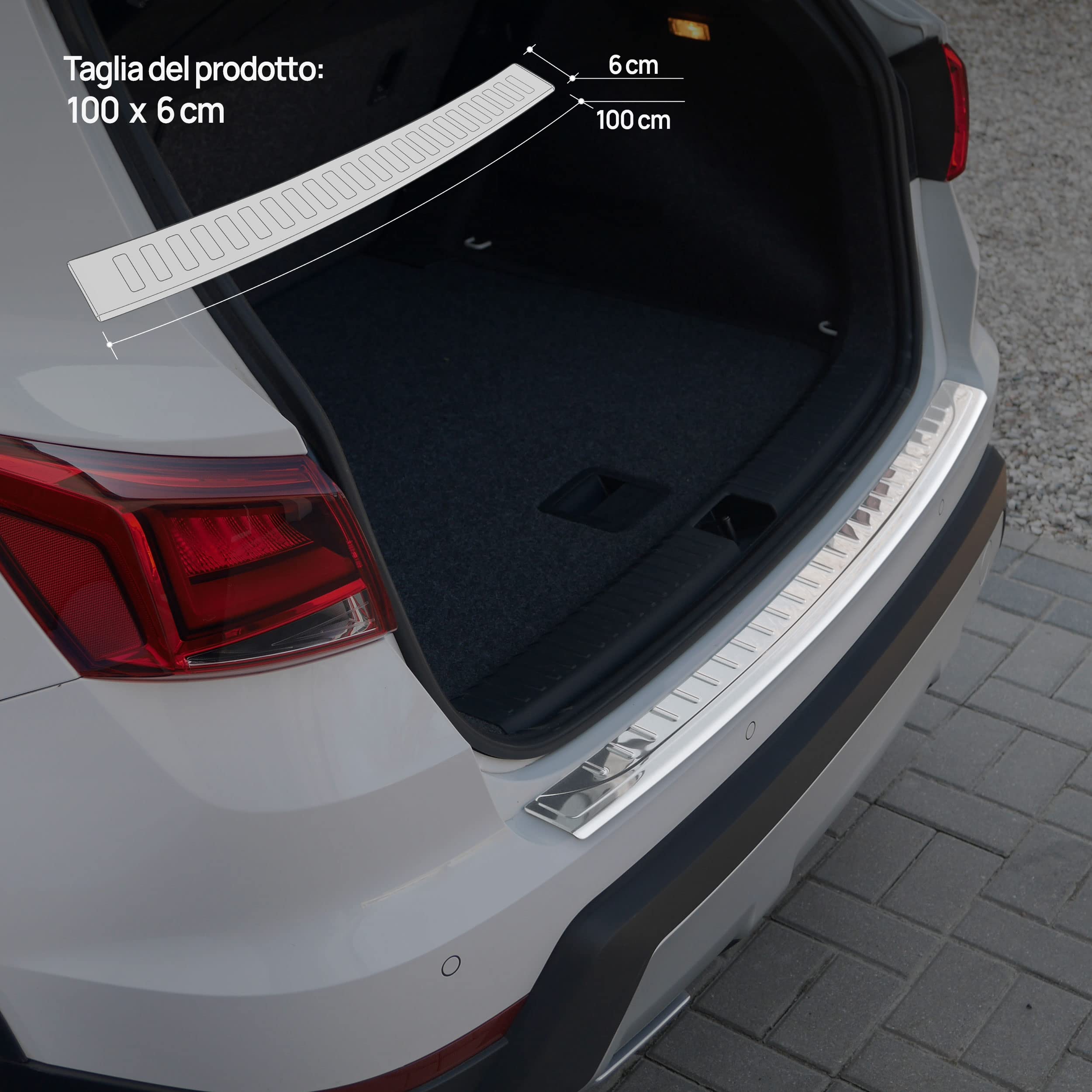 Aroba Protezione Paraurti In Acciaio Inox Per Seat Arona (dal 11/2017) | Colore Cromato Lucido | Copre E Previene Graffi Nel Bagagliaio - 5