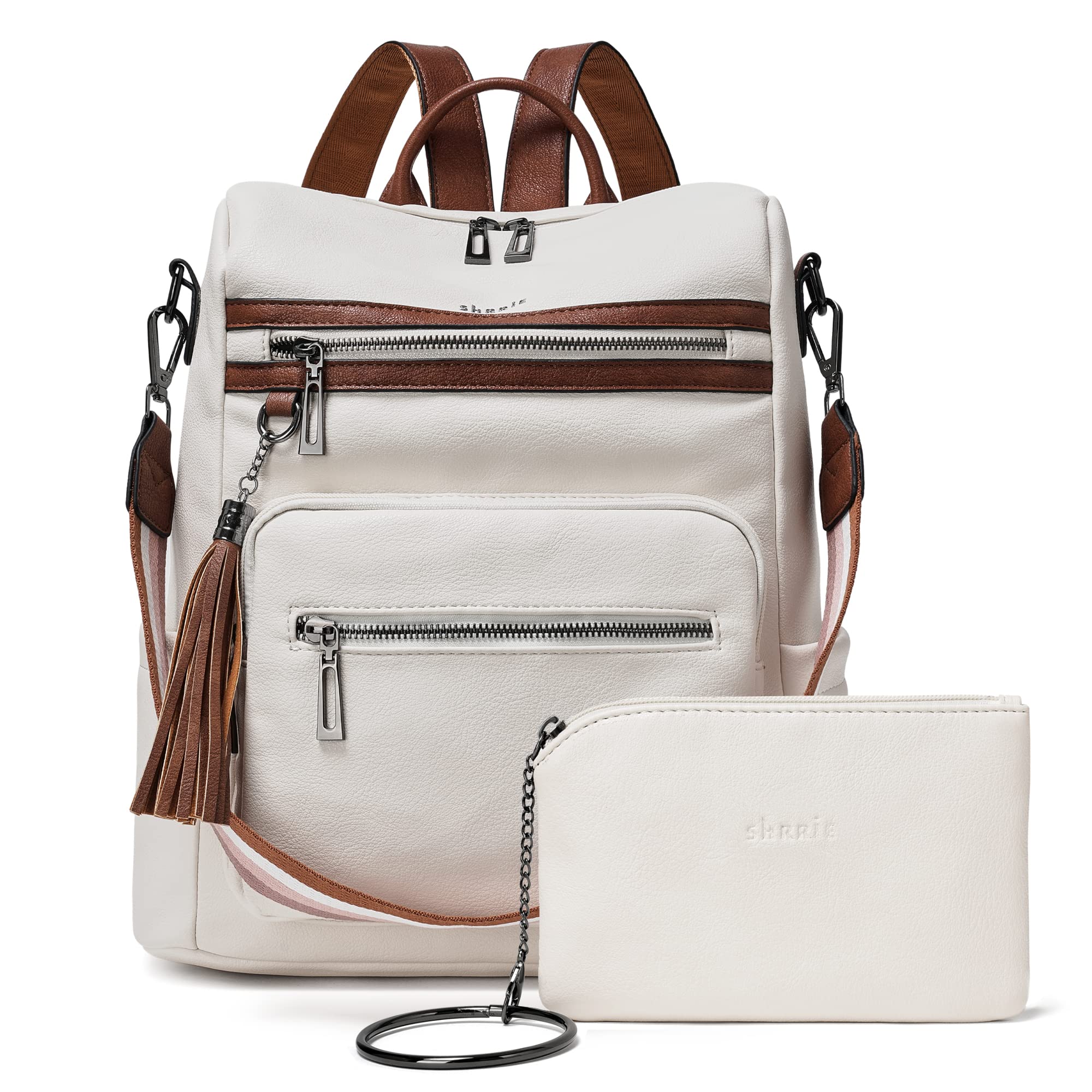 Shrrie Backpack Purse for Women Leather Backpack Fashion Designer Travel Backpack Convertible Shoulder Bag for College Work