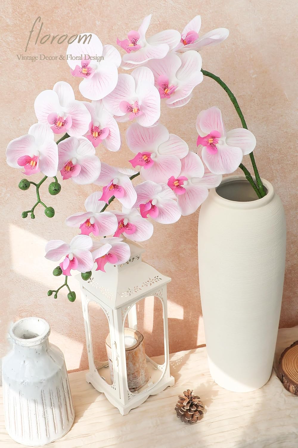 Floroom 2pcs Faux Phalaenopsis Orchid Fake Artificial Flower with Stems, Real Touch Large Blooms 40 Inch for DIY Bouquets, Wedding Centerpieces & Home Decor, Pale Pink - Image 2