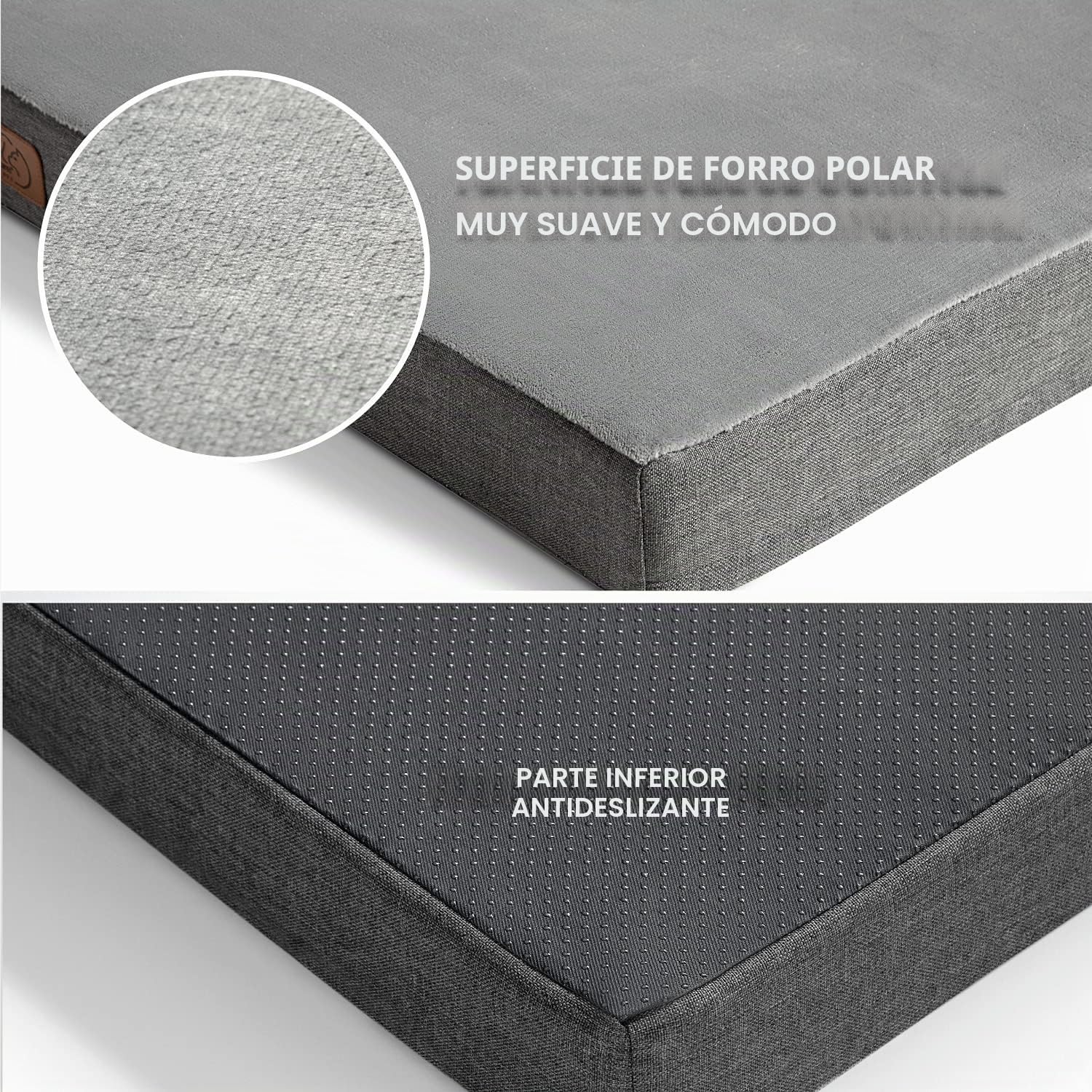 Bedsure Cama Perro Ortopédica Grande - Colchón Perro Lavable con Funda Desenfundable y Evestimiento Impermeable, Espuma Viscoelástica, Gris, 89x56cm