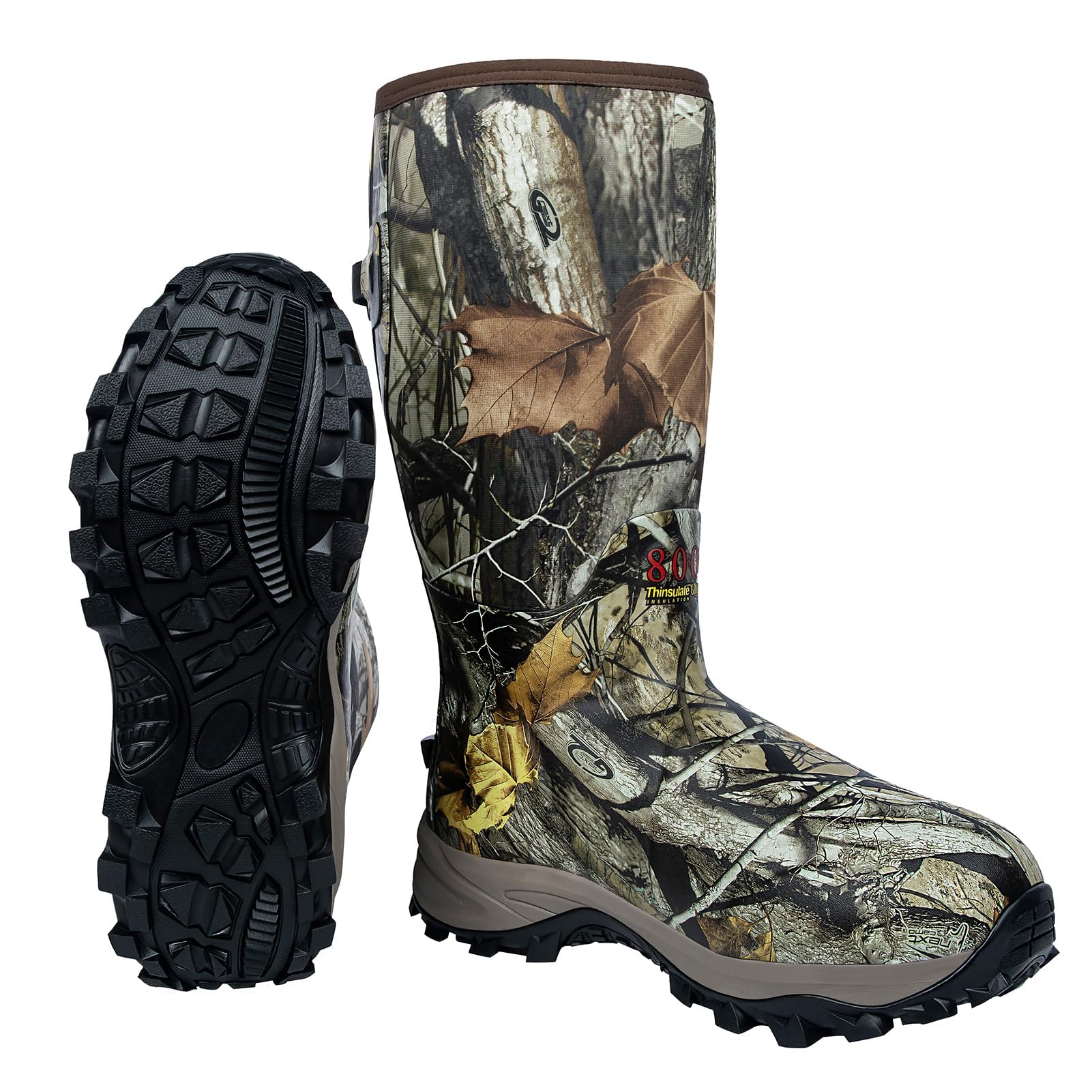 Hunthor Rubber Hunting Boots for Men with 800g Insulation, Waterproof Insulated 6mm Neoprene Shoes for Outdoor Hunting (Size 6-14)