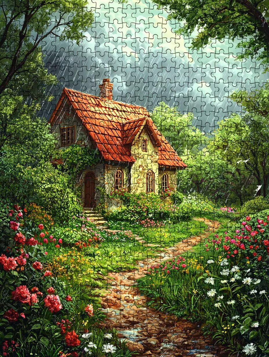 Puzzle 6000 Pezzi, Casa Pioggia 3D Puzzle per Adulti Impegnativo, Educa Puzzles Artistico, Divertente E Stimolante Puzzles Decorativo per La Famiglia, Regalo e Decorazione Pareti DX0YL6-915