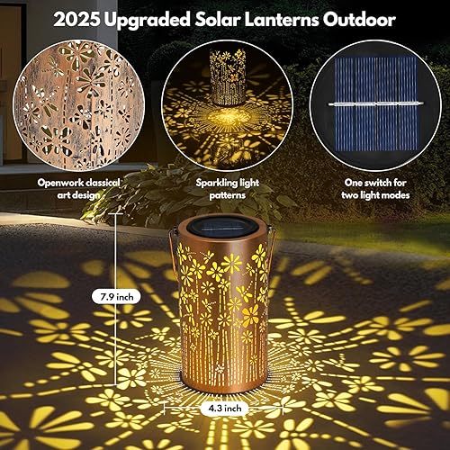 Miniatura 2 de Linterna solar para exteriores, impermeable, decoración de jardín, regalos de cumpleaños de Navidad para mujeres, mamá, abuela, jardín, patio,