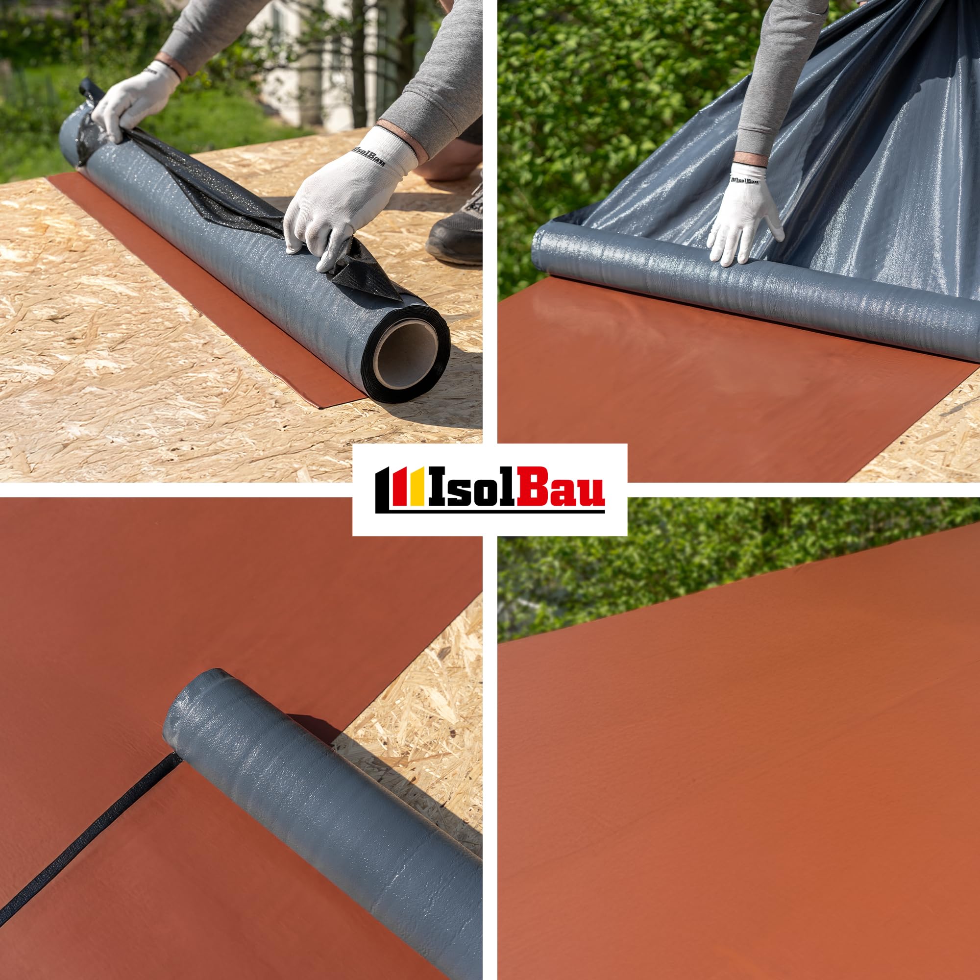 Isolbau KSK Dachbahn Dichtfolie Selbstklebend RAL 7013 Dunkelgrau Bitumendachbahn 5 m² Rolle Kaltselbstklebebahn