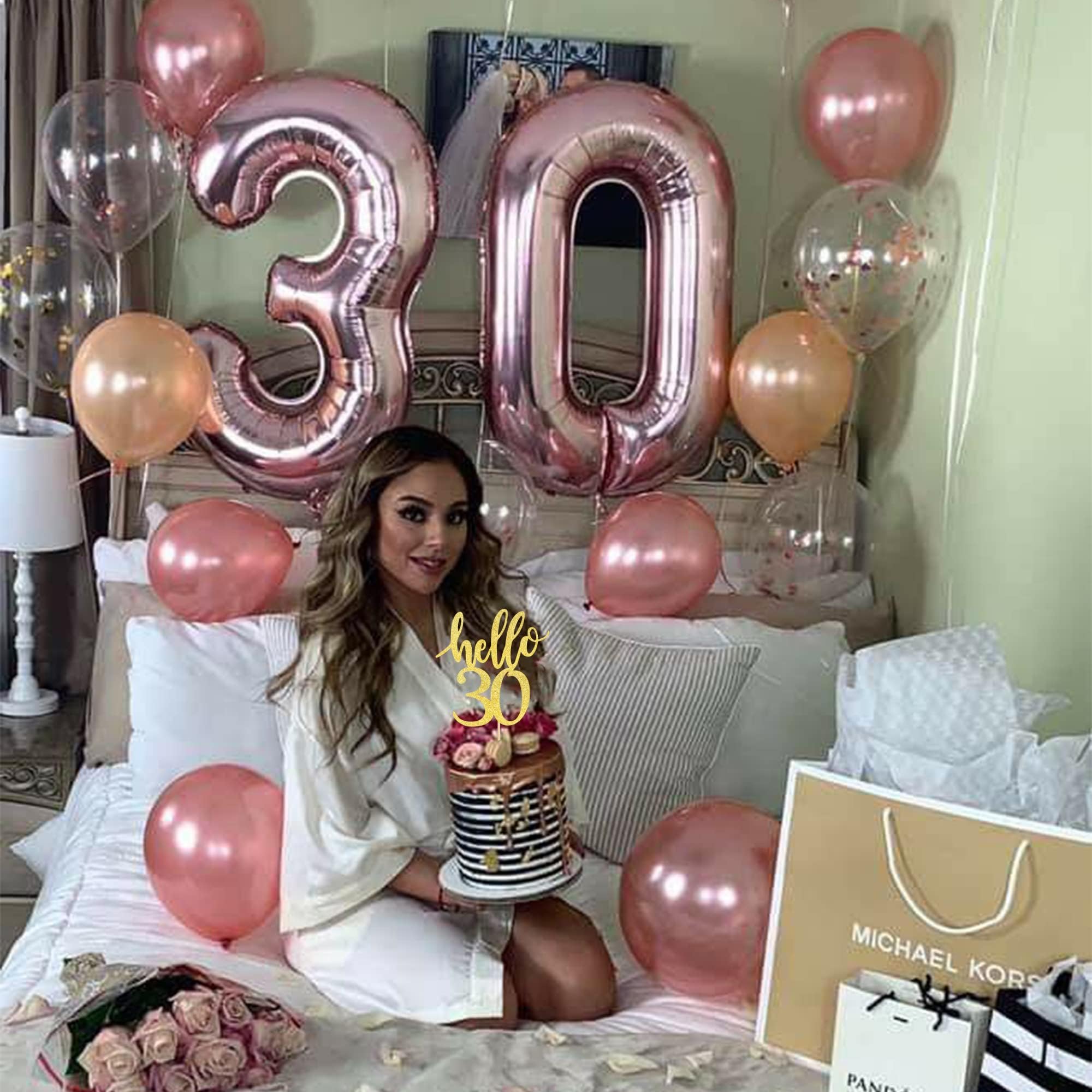 Xsstarmi 1 confezione decorazione torta 30° compleanno decorazione torta glitter Hello 30 topper per torta Happy 30th Birthday 30° compleanno matrimonio anniversario accessorio per feste torte