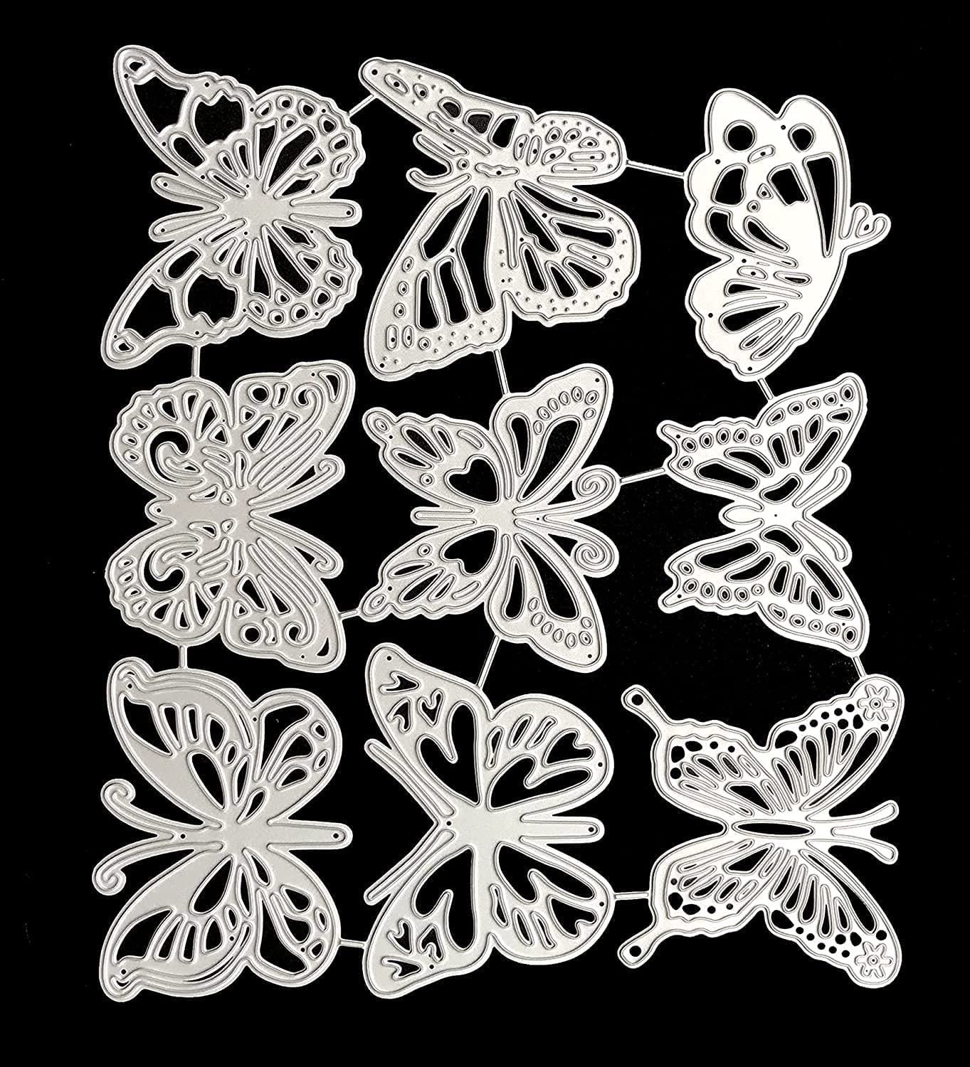 CPEIButterfly Metal Die Cuts 9 Pieces for Card Making Butterfly Cutting Dies Stencils Decorative Embossing for DIY Cards, Paper Crafts, Scrapbooking, Photo Albums