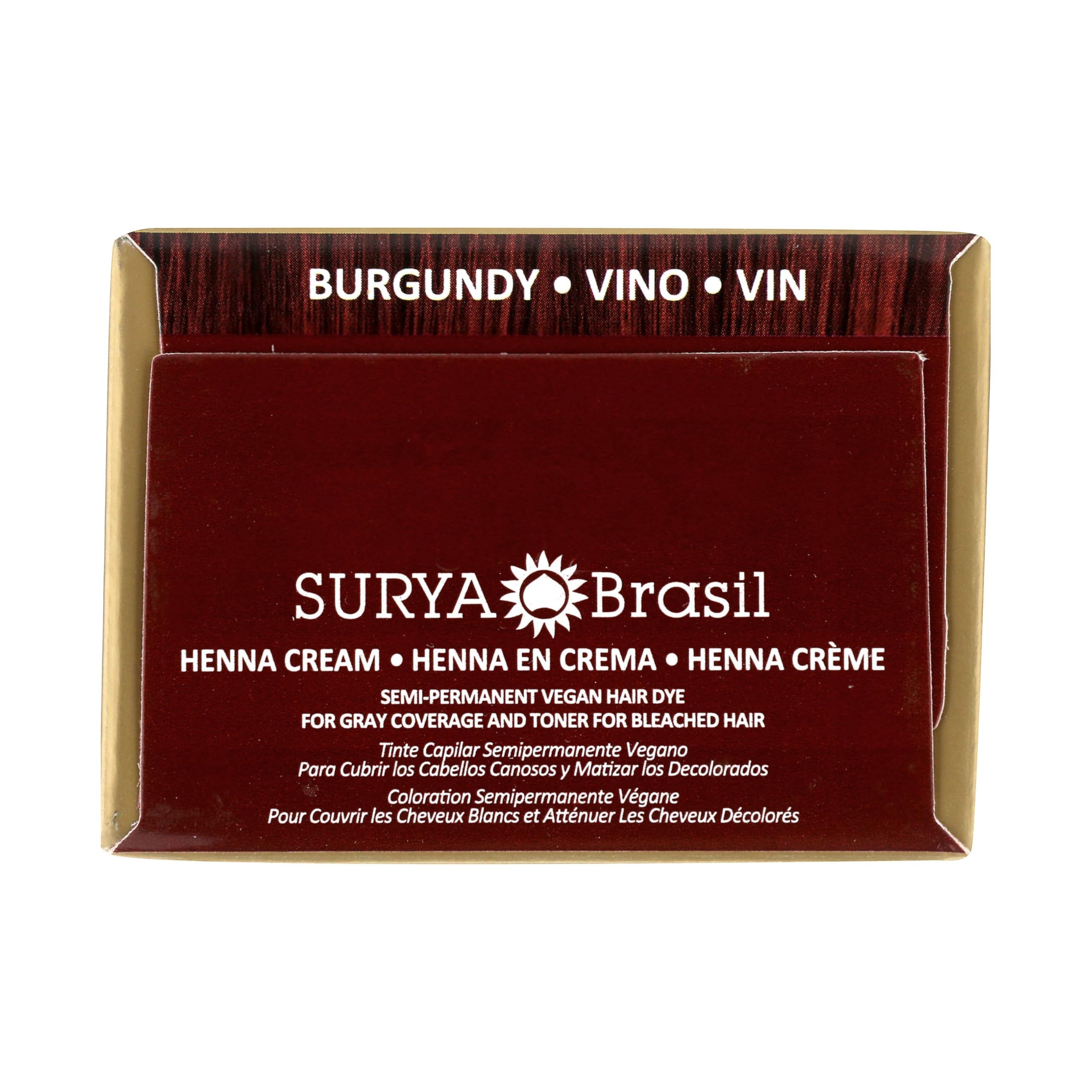 Surya Brasil Henna Cream Burgundy - 96% Natural Ingredients, Vegan, Cruelty-Free, Eco-Friendly, Semi-Permanent Hair Color, Deep Hydration & Shine, 2.37 oz thumbnail 7