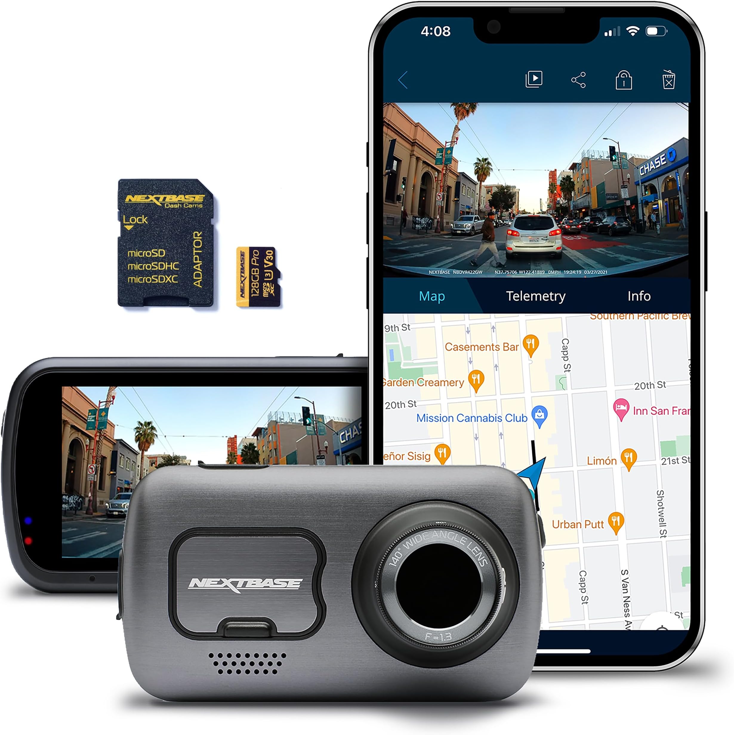 Nextbase 622GW Dash Cam with 128GB Micro SD Memory Card Bundle - Dash Camera for Cars with True 4K 30fps UHD Auto Recording, Wi-Fi, GPS, Bluetooth, Alexa, Image Stabilization, Parking Mode