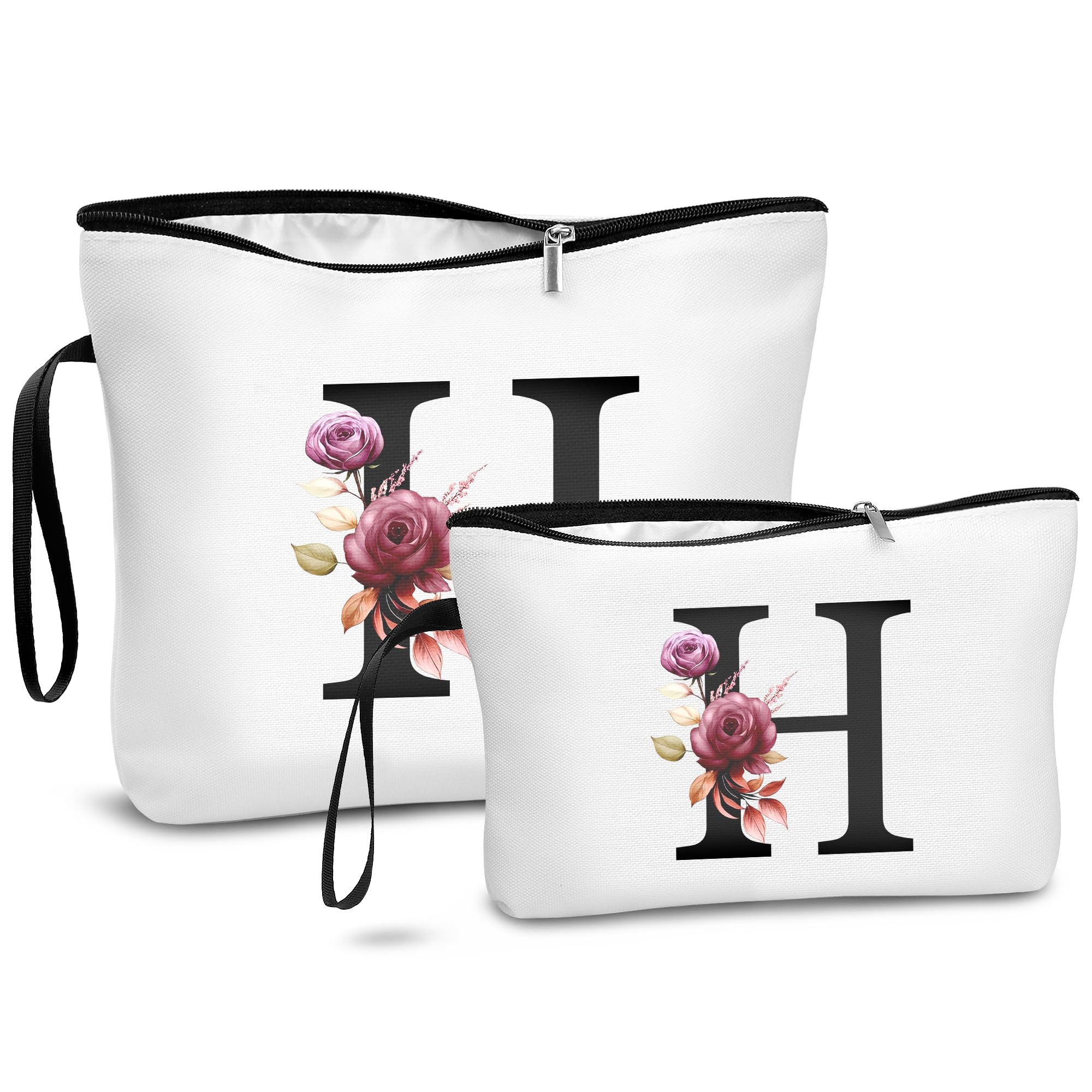 DBPBToU Geschenke für Frauen, Kosmetiktasche Personalisiert Damen, Personalisierte Geschenke Frauen, 2 Set Kulturtasche Damen Muttertagsgeschenk (H)