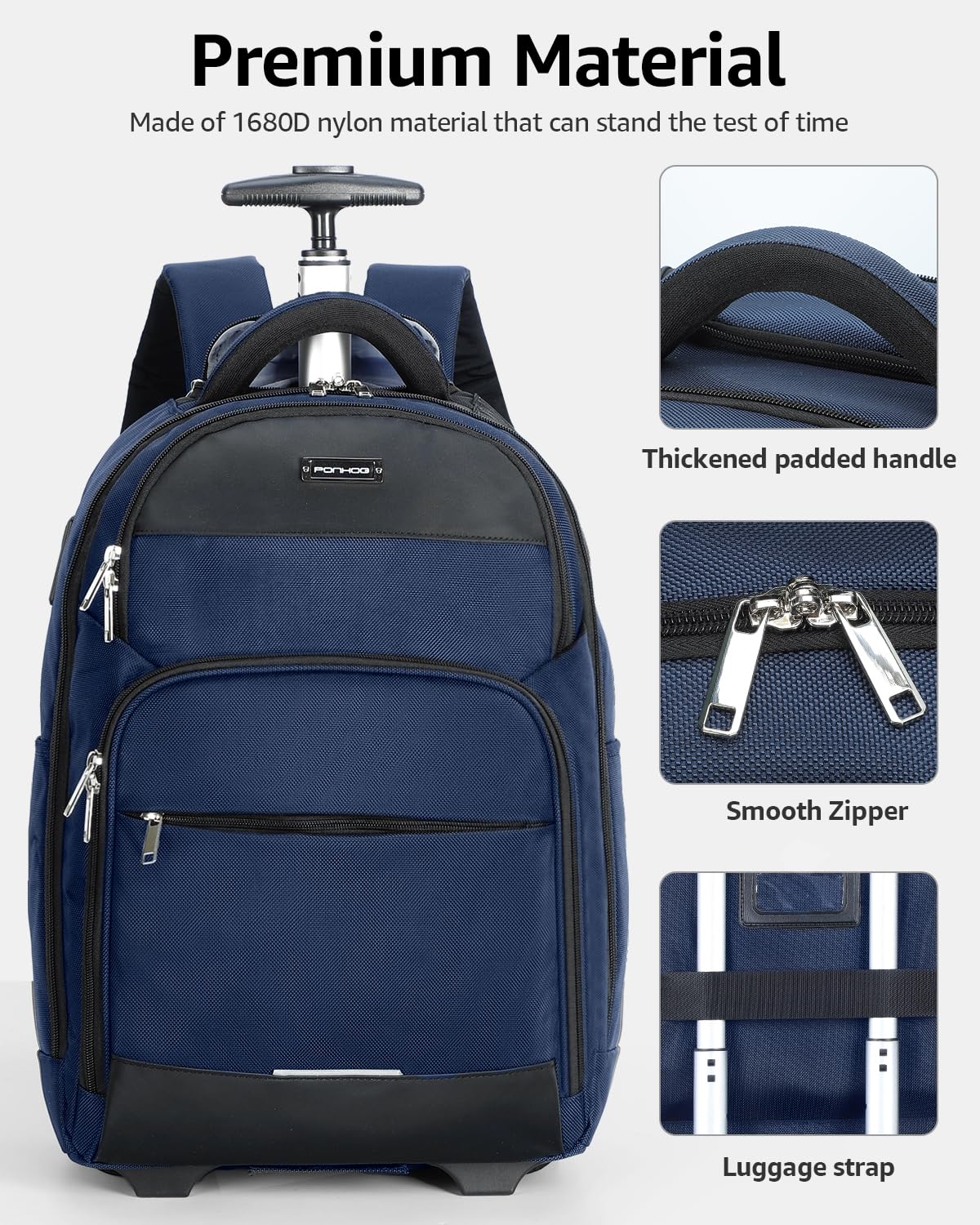 Ponhog Sac à dos de voyage pour ordinateur portable 30 l Noir pour homme femme adulte