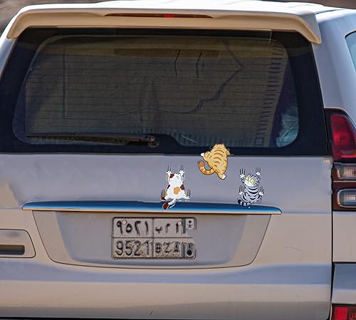 Miniatura 4 de Adhesivo para raspar de tres gatos calcomanías divertidas de vinilo de gato para arañazos para automóvil SUV motocicletas refrigerador laptop pared