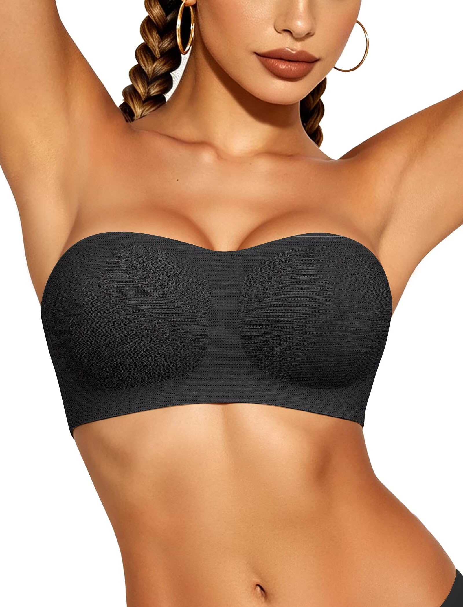 Vertvie Strapless Bra Jelly Push Up Seamless Wireless Tube Top