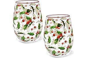 Gift Boutique Christmas Stemless Wine Glass Set of 2