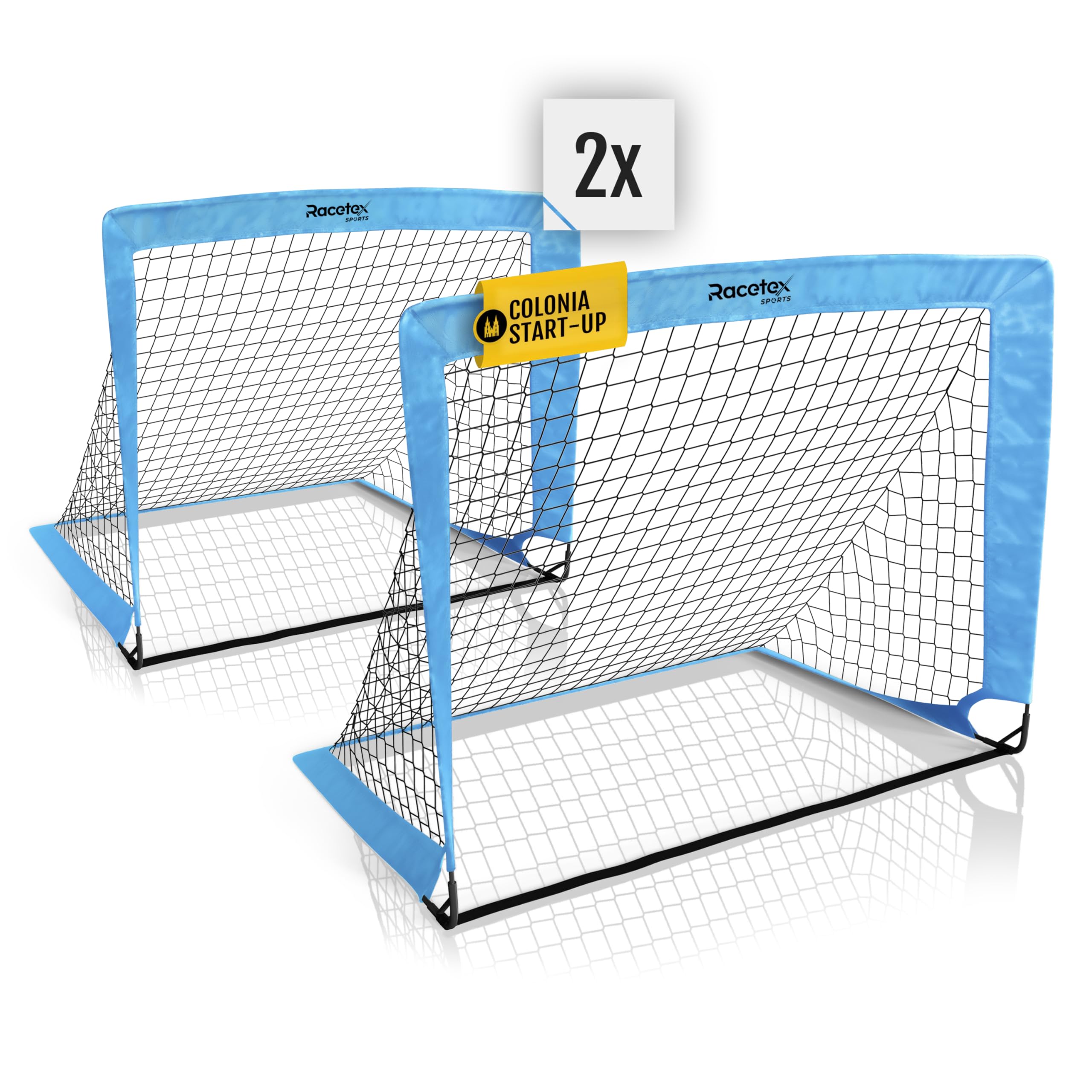 Racetex set di 2 porta calcio bambini - porte da calcio incluse in una pratica borsa per il trasporto - Versione con [ASTE RINFORZATE CON FIBRA DI VETRO] - porta per bambini