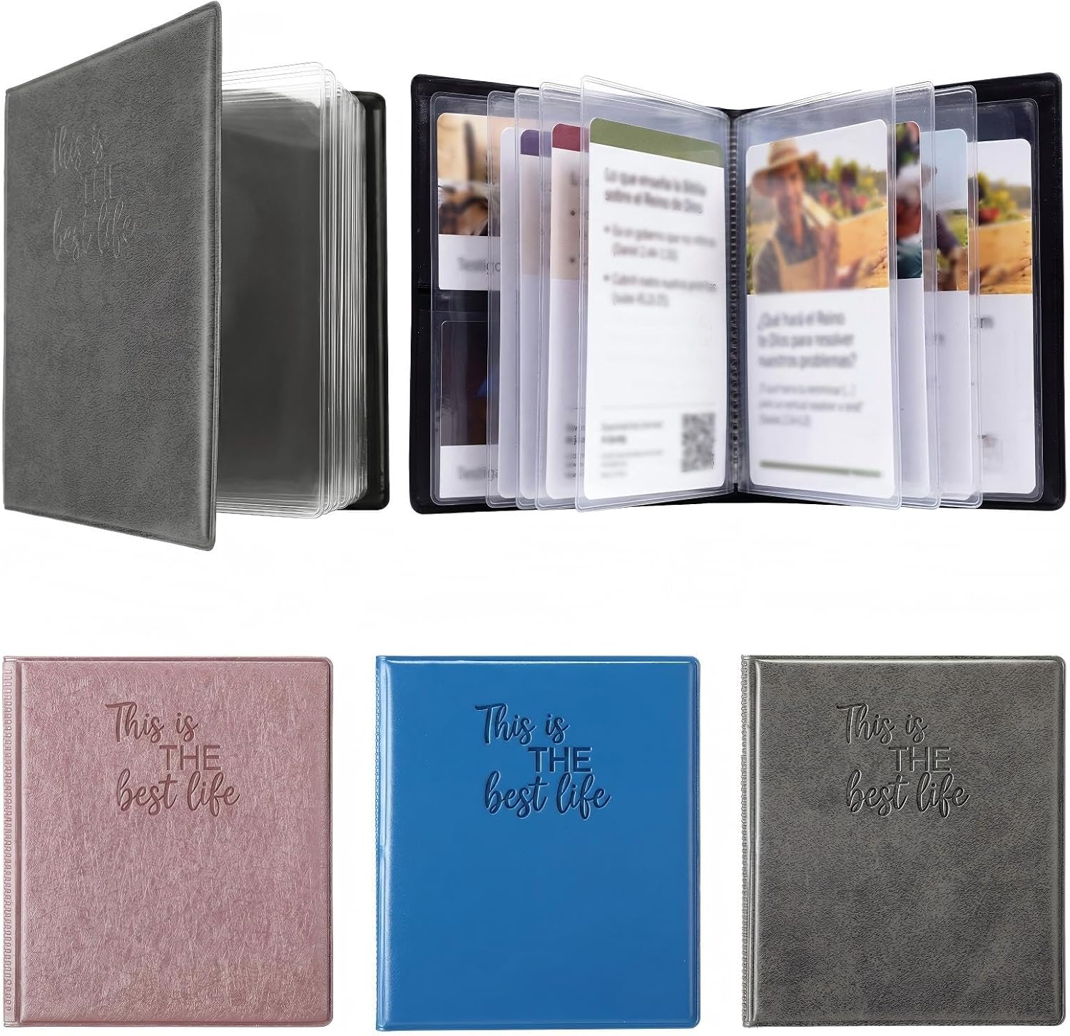 Maitys 3 Pcs Tract Holders for Ministry Mini Leather, Gray Blue Pink