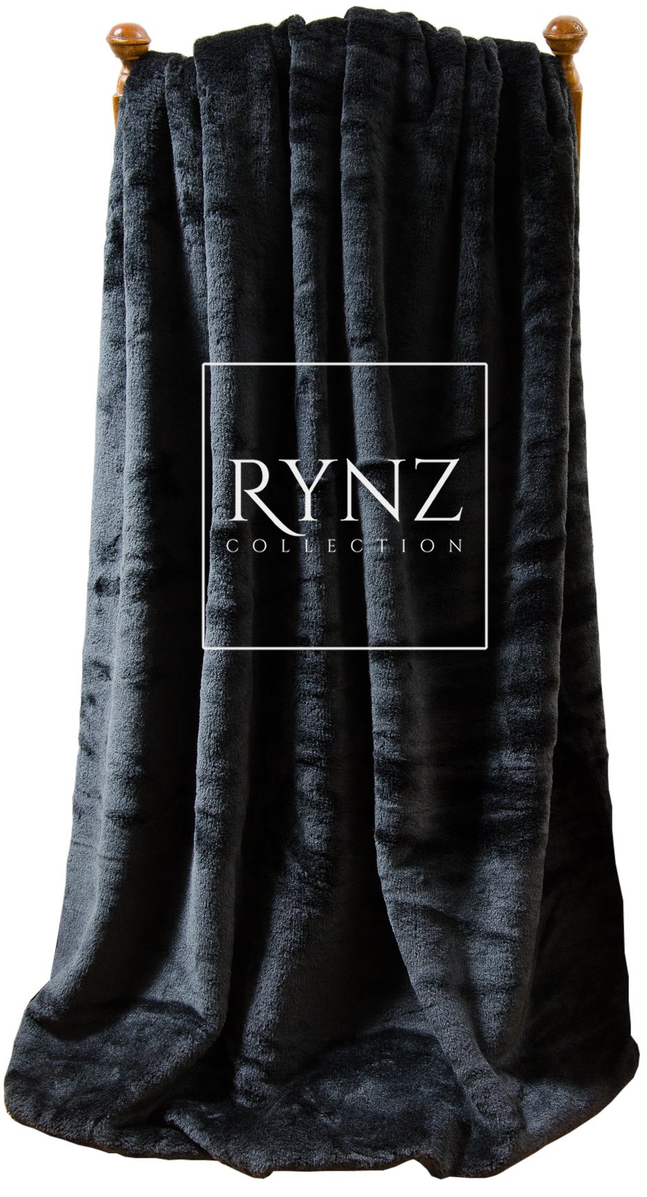 Riccardo Valeria Black Blackest Mink Faux Fur Throw 8 Colours, Large & Xtra Large 2-3 Seater Sofa/Bed Blanket (Extra Large (200X240cm), Black)