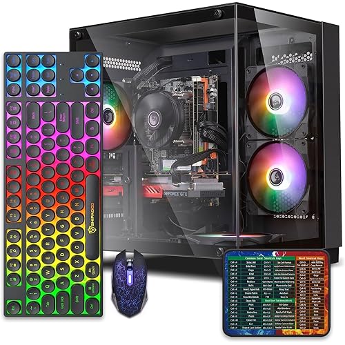 Prebuilt Gaming PC Desktop Computer,Intel Core i5 Desktop,Operating at A Frequency of 3.2-3.6 GHz,RX550 Graphics Card with 4GB GDDR5 Video Memory,16GB RAM, 512GB NVME SSD,WiFi5,RGB Fan x4 Windows 11