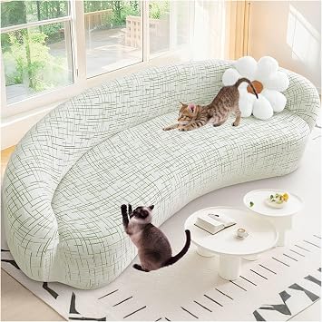 Semi Circle Curved Couch Cover, Arc Shaped Sofa Cover, Stretch Textured Velvet Curved Sofa Slipcover, with Elastic Bottom, for Living RoomGreen,XL235-300cm