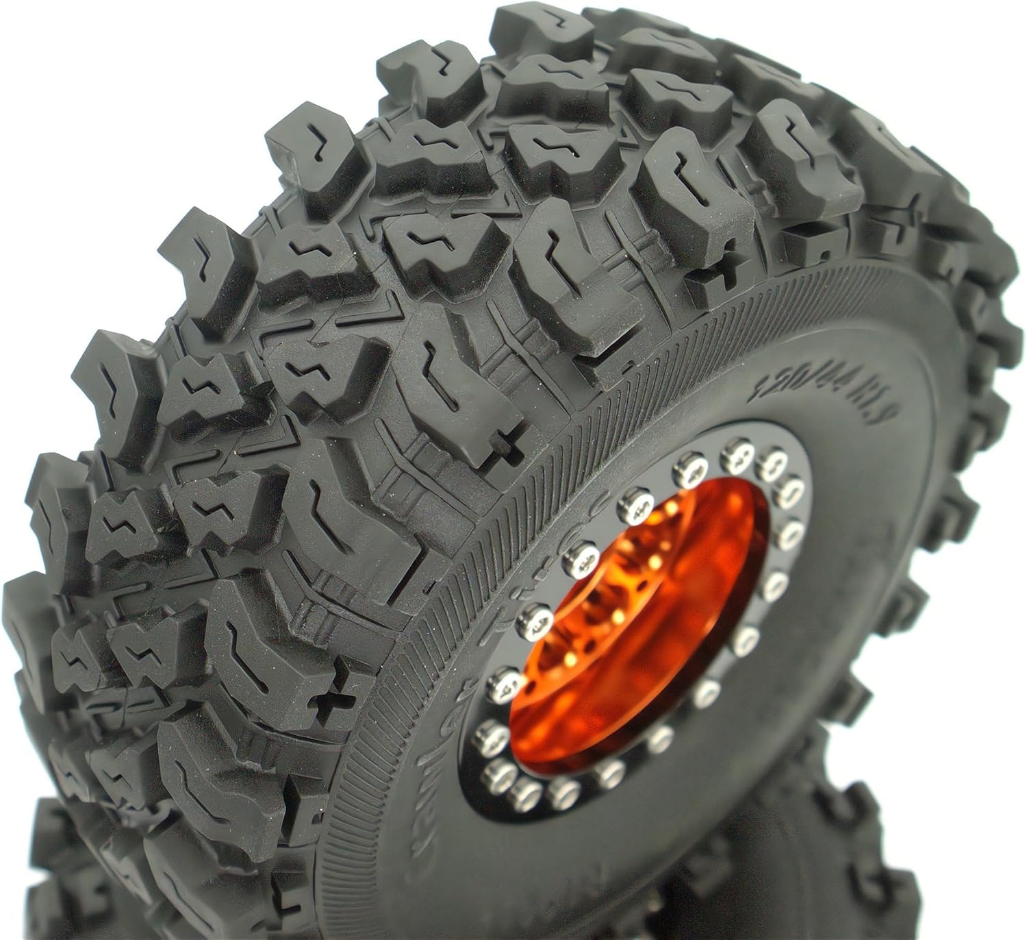 RC 1.9 Beadlock Wheels Negative Offsets 8mm and Tires for 1/10 SCX10 SCX10 SCX10 Pro TRX4 TRX6 Gen7/8 RC Crawler Remote Control Car Upgrades Aluminum 1.9 Wheel Rims (Orange Black) DK