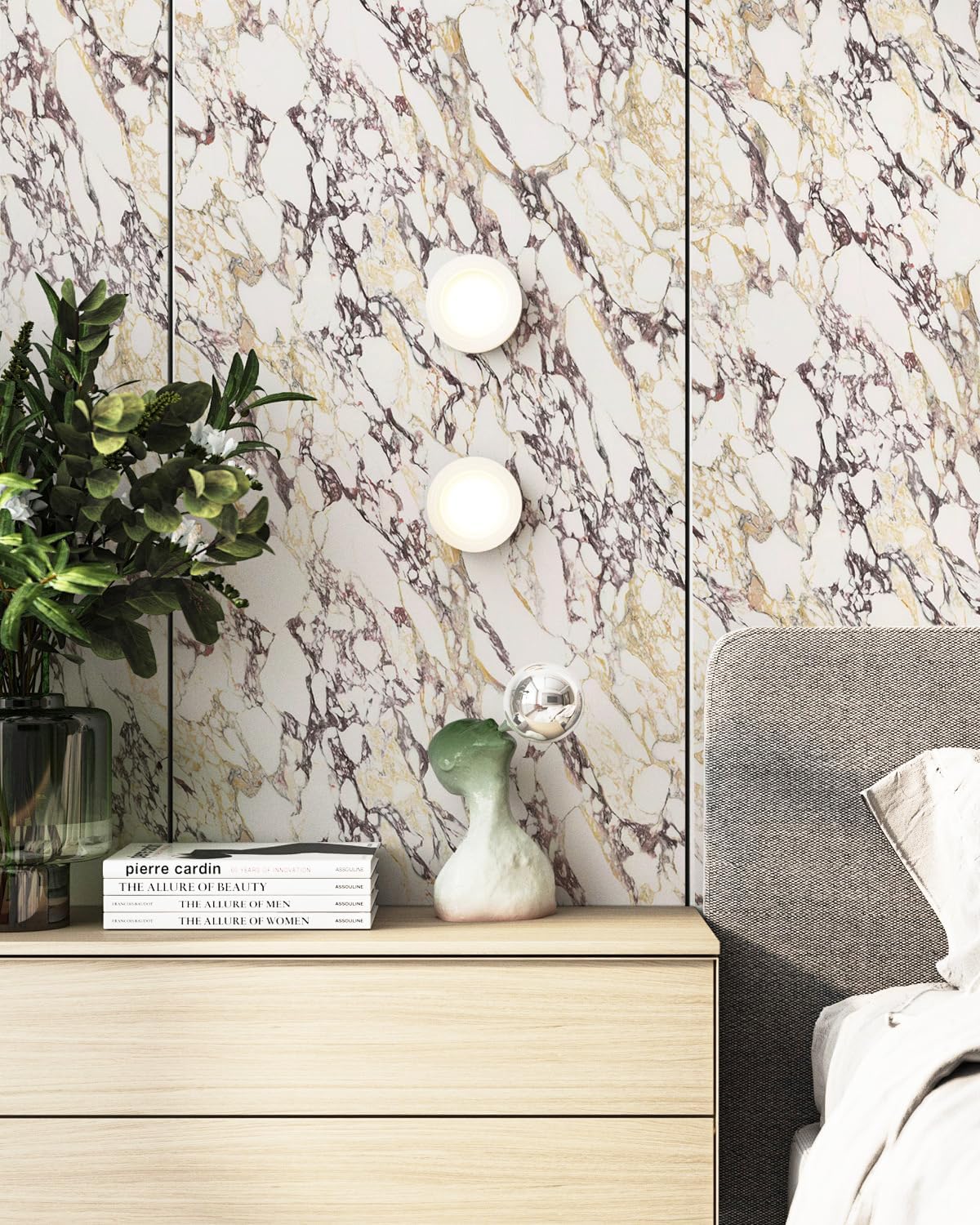 Frosted Marble Wall Paper, 15.7"×393" Granite Marble Contact Paper for Countertop Cabinet Furniture Refurbishment Thick Removable Self Adhesive Wallpaper Peel and Stick Vinyl Roll