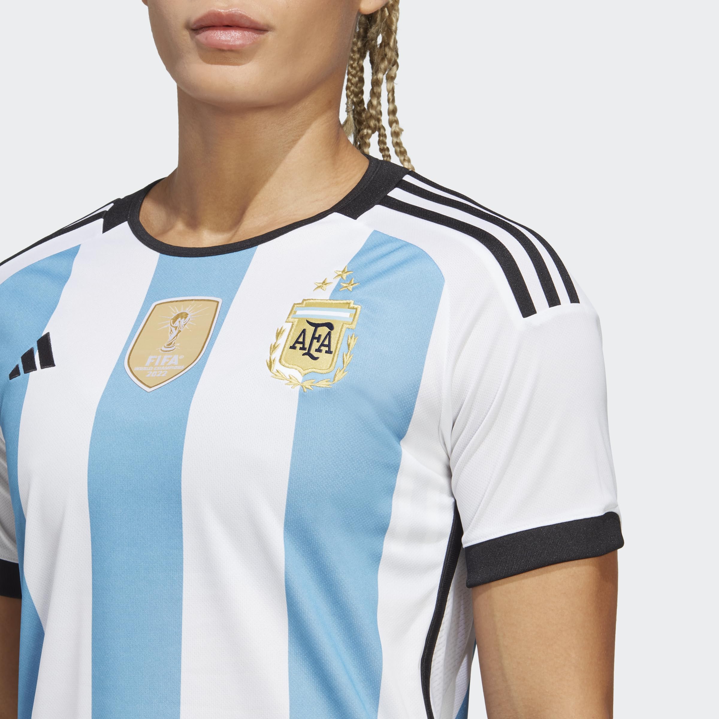 adidas Camiseta de fútbol Argentina 2022 para mujer ganadoras de 3 estrellas