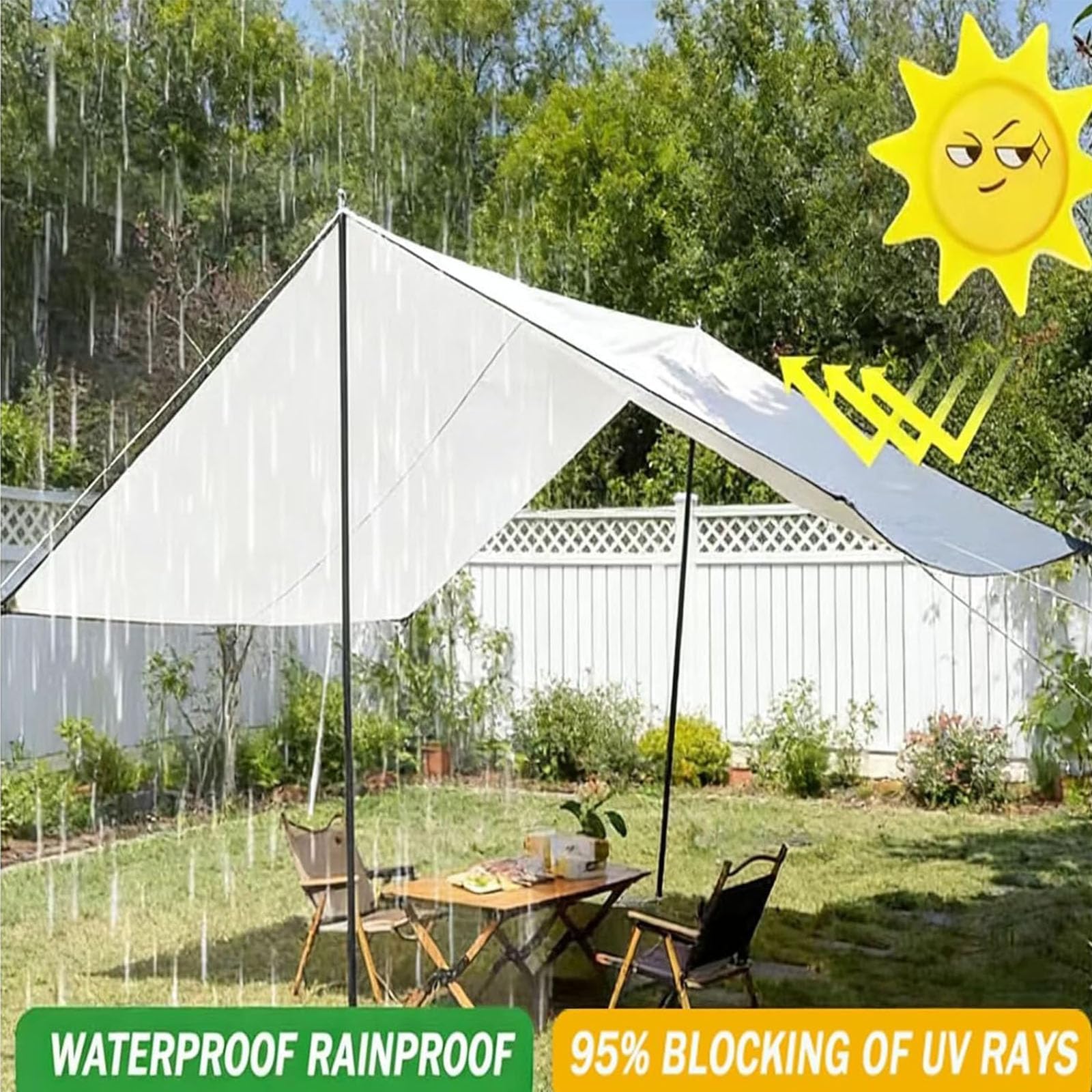 Tenda Ombreggiante 2.4x4.7m/240x470cm Bianco Recinzione Copertura per Balcone,Telo Copri Ringhiera E Schermo Privacy Con Occhielli,Impermeabile Copri Ringhiera Balcone per Terrazza E Giardino