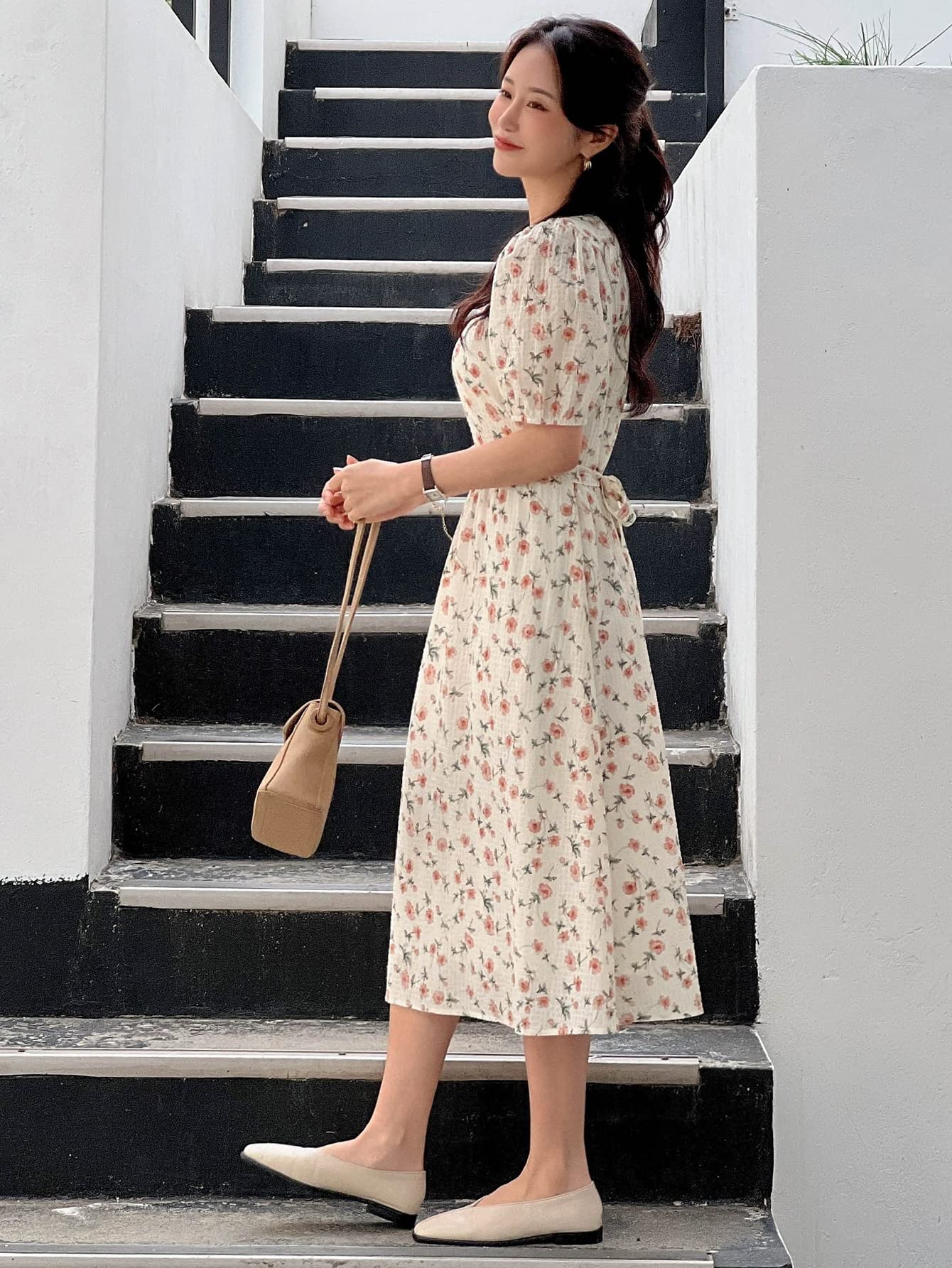 beige floral dress women Beige Floral Embroidered Maxi Dress Small