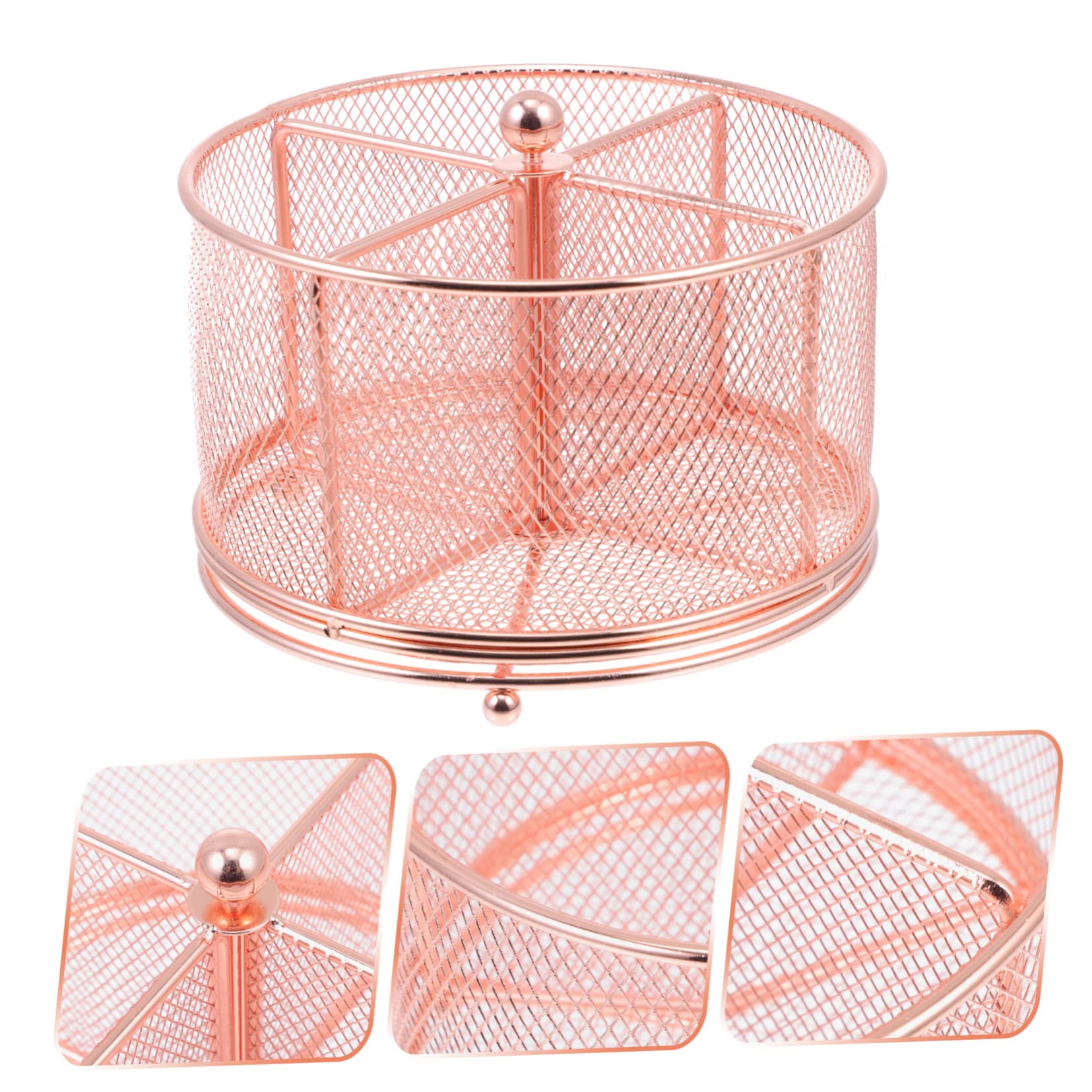 jojofuny Portaoggetti Girevole Metallo per Ufficio e Casa Organizer con Design Rotante e Multi Scomparti Rosa Oro per Cancelleria e Cosmetici Stoccaggio Compatta e Pratica per Scrivania