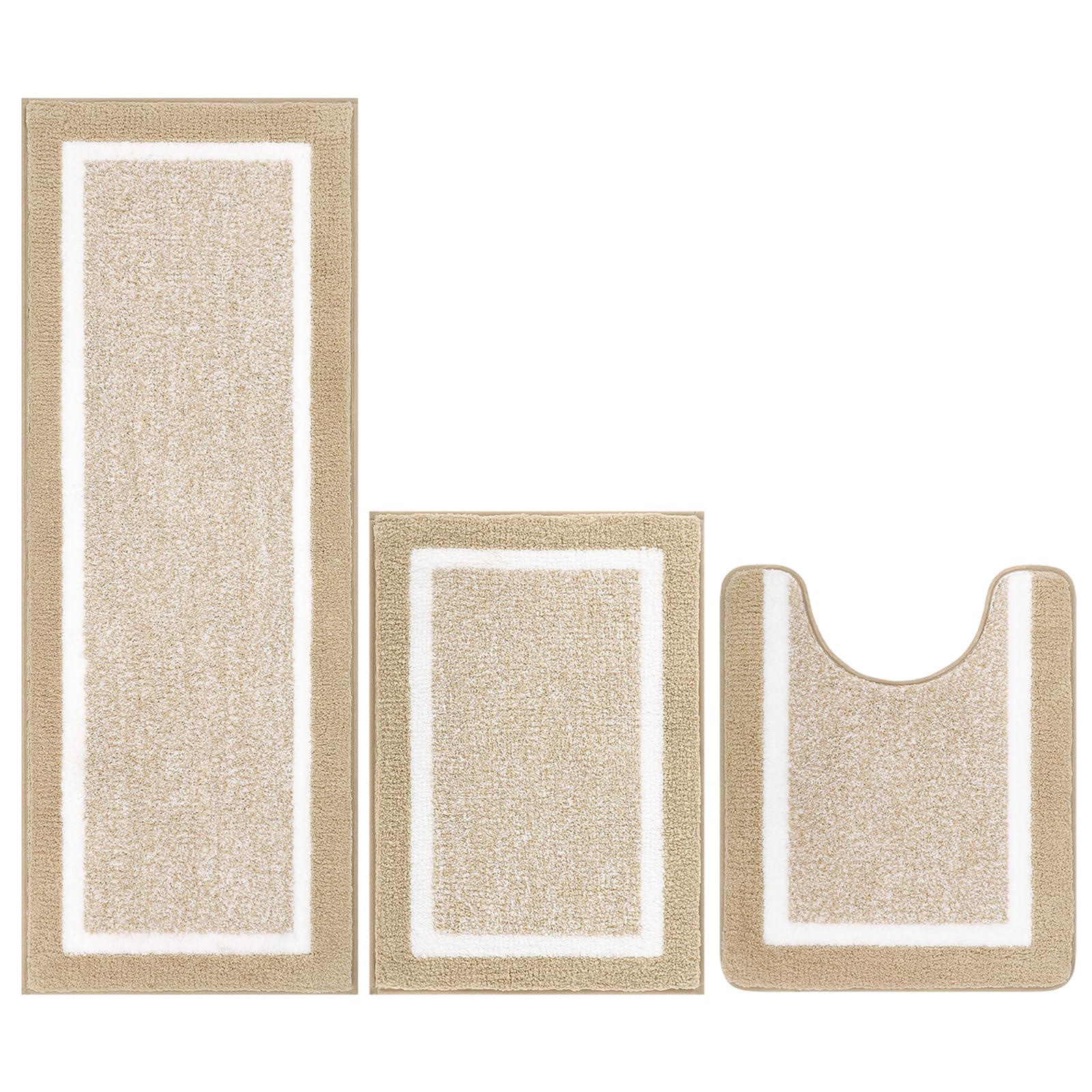 Pauwer Set di tappeti da bagno 3 pezzi tappeti da bagno doccia con contorno a forma di U tappetino da bagno assorbente in microfibra tappetini da bagno antiscivolo lavabili in lavatrice tappetini da