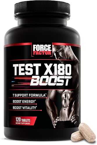 Force Factor Test X180 Boost, soporte T 9 en 1 para hombres con ácido D-aspártico, boro, fenogreco, tribulus terrestris y zumXR para ayudar a