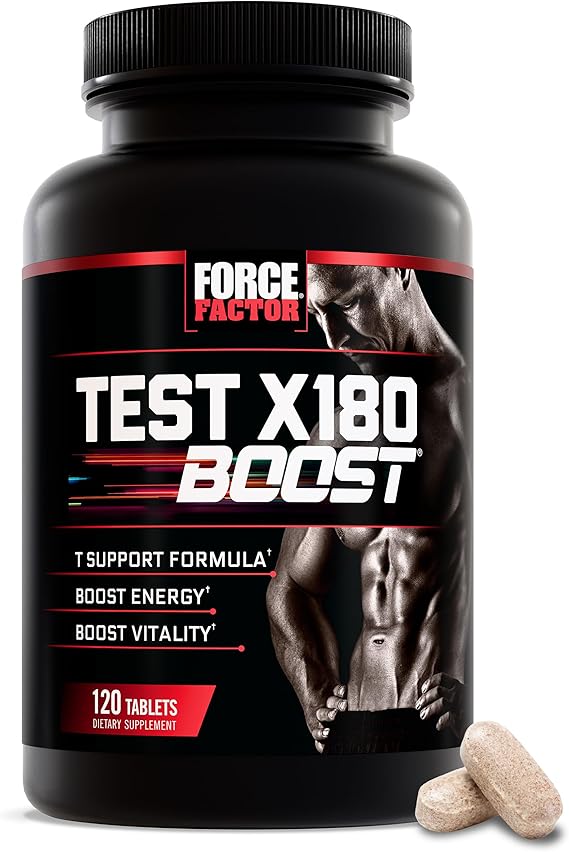 Force Factor Test X180 Boost 9-in-1 Testosterone Support for Men, 3, 120mg D-Aspartic Acid, 200mg Boron, Fenugreek, Tribulus Terrestris & zumXR to Increase Performance, Vitality & Stamina, 120 Tablets