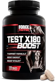 Force Factor Test X180 Boost, 9-in-1 T Support for Men with D-Aspartic Acid, Boron, Fenugreek, Tribulus Terrestris & zumXR to Help Boost Energy, Vitality & Performance, 120 Tablets