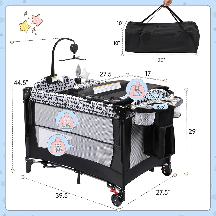 Amazon.com : Xilingol 5-in-1 Pack and Play, Baby Bassinet Bedside