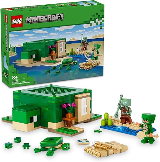 LEGO Minecraft The Turtle Beach House Toy with Animal Figures & Mobs, plus Accessories incl. a Crafting Table - Gaming Gift for 8+ Year Old Boys & Girls - 21254