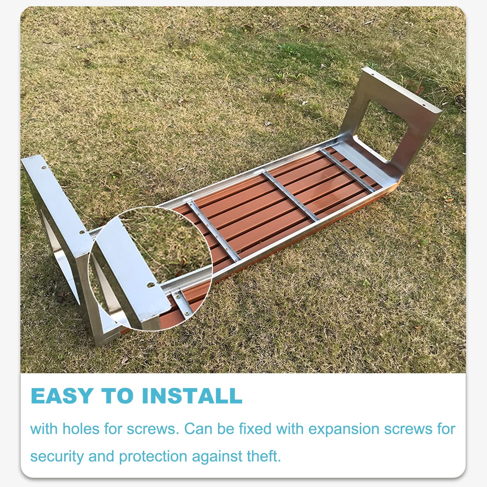 Panchina da Esterno, Patio Parco Giardino in Metallo da Esterno, Panca da Giardino da Esterno, Perfetta per Balcone, Picnic, Cortile, Portico,Marrone,100x40x45cm