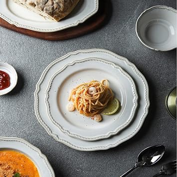 32-Piece Ceramic Dinnerware Set, Kitchen Dishes Dinner Set, Plates and Bowls Sets, Porcelain Dinnerware Sets with s, Dessert Plates