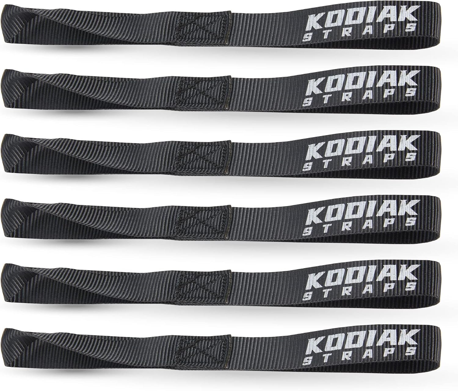 Soft Loop Tie Down Straps - 1.5 x 18 inches- 10,000 lb Load Capacity - Black 6 Pack - Loops for Securing ATV, UTV, Motorcycles, Scooters, Dirt Bikes, Lawn & Garden Equipment by KODIAK STRAPS