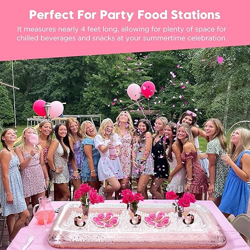 Miniatura 4 de HBlife 2 barras inflables para servir, enfriador de buffet inflable para fiestas al aire libre, barbacoa, Luau, bandeja de hielo para ensalada,