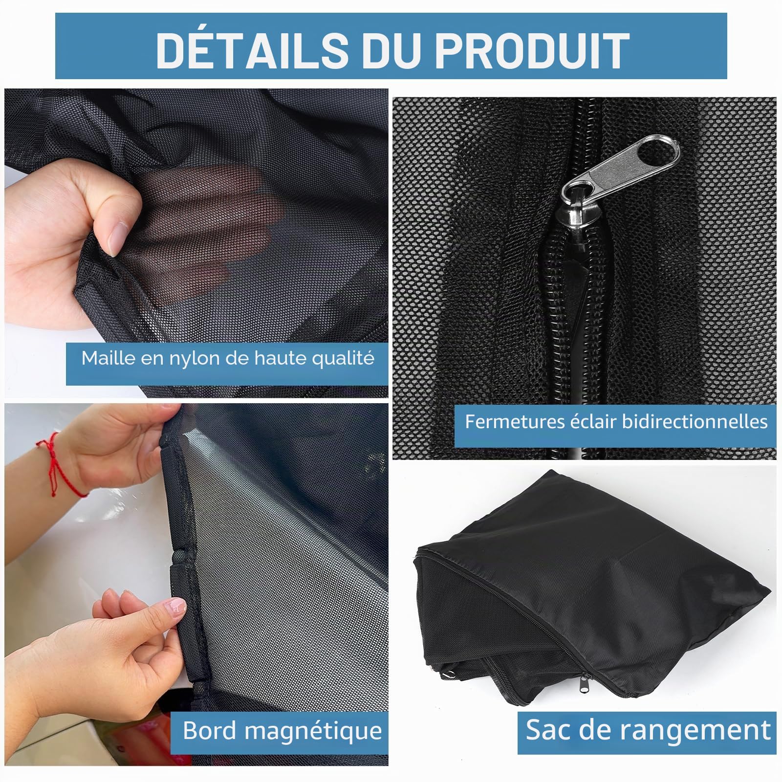 lalago 174x150cm Moustiquaire pour Hayon Magnétique, Protection Solaire en Maille Anti-UV Filet, Hayon Voiture Anti-Moustique Noir pour SUV- MPV- Van- Arrièrekl, Camping-Car Caravane,Van en Plein Air