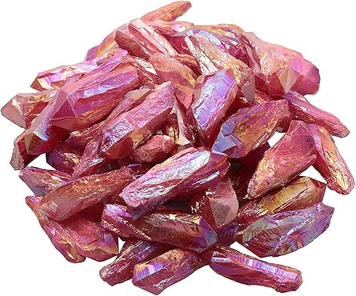 Rockcloud Red Irregular Titanio Recubierto Puntos de Cristal de Cuarzo Piedra Rough Sticks Perlas Sueltas sin Perforar para Fabricación de Joyas y