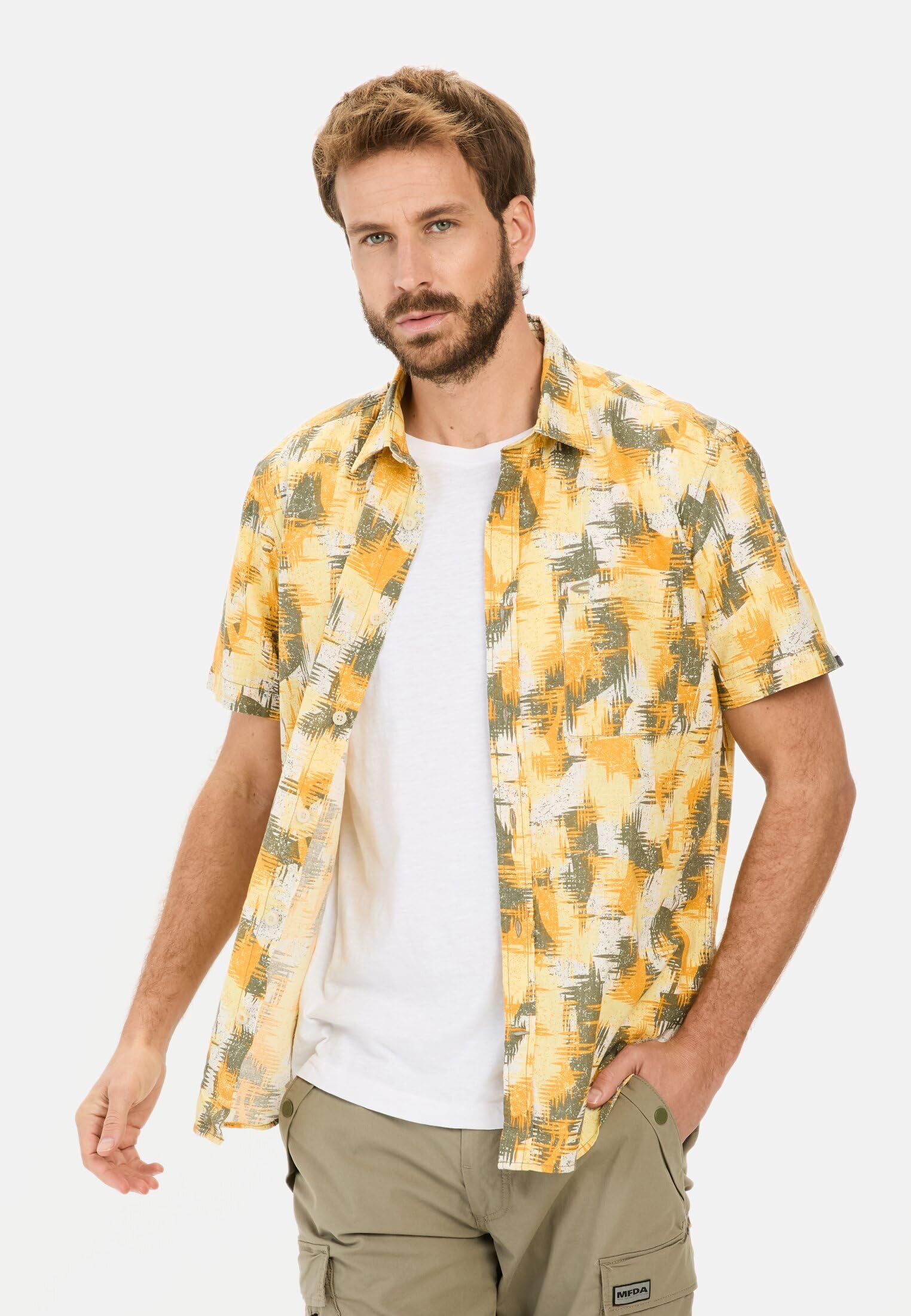 camel active Herren Kurzarmhemd mit Strukturmuster