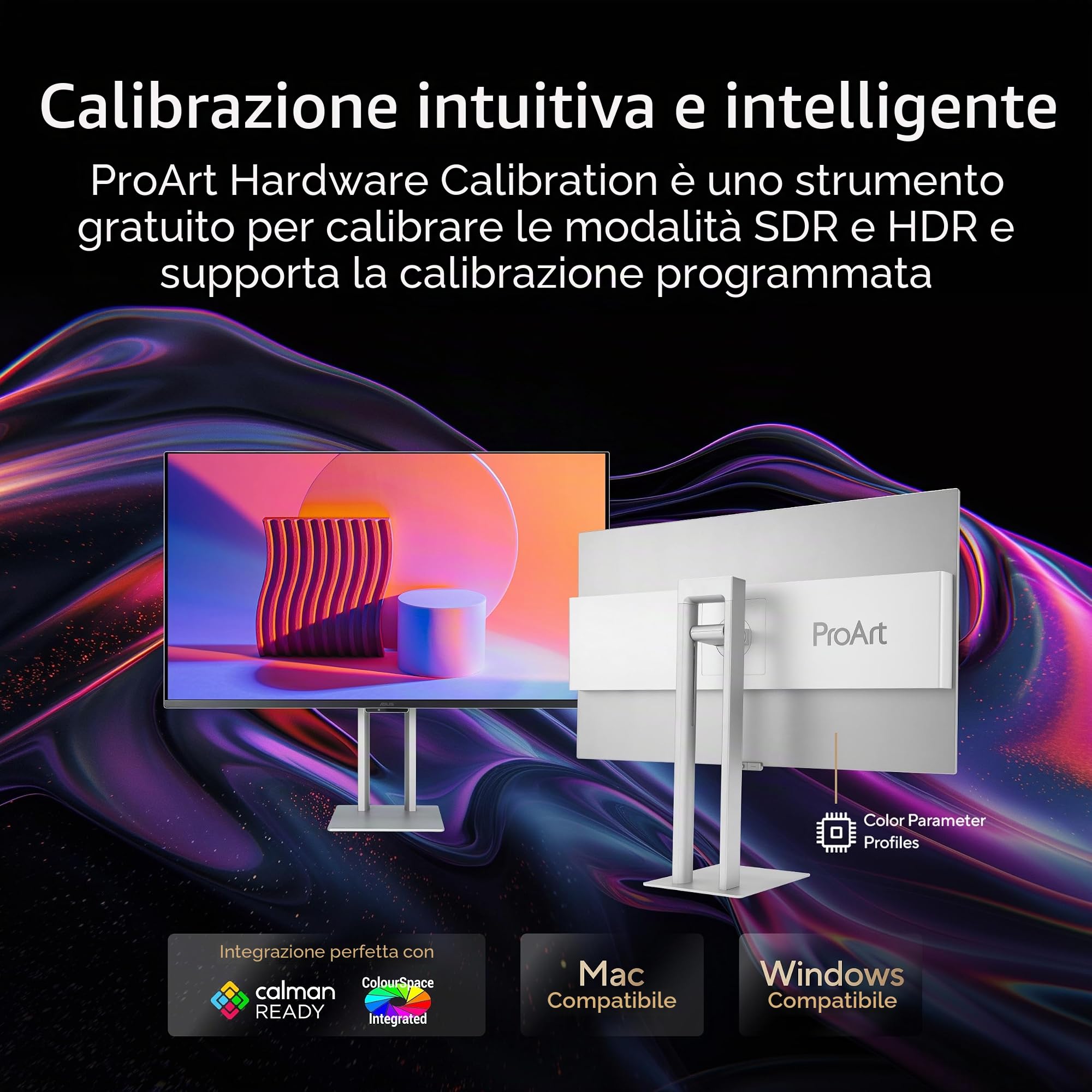 ASUS PROART DISPLAY OLED PA27UCDMR, Monitor Professionale da 26,5", Nero | 4K UHD QD-OLED (3840 x 2160), QD-OLED, 240Hz, 0.1ms, Ultra sottile, Auto Calibrazione, Dolby Vision, Supporto Ergonomico