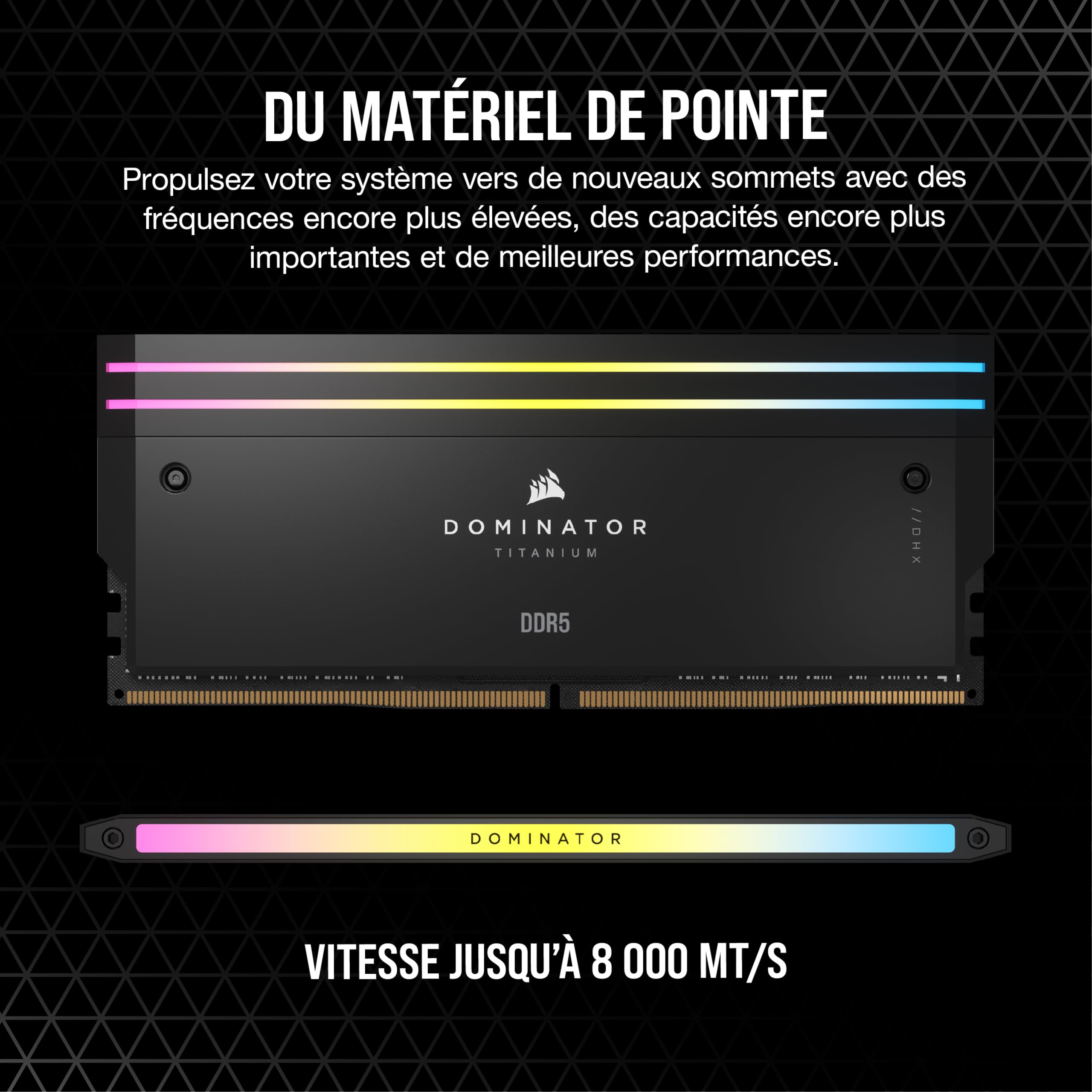 CORSAIR Dominator Titanium RGB DDR5 RAM 64Go (2x32Go) DDR5 Jusqu'à 6400MHz CL32 Intel XMP 3.0 Mémoire pour Ordinateur de Bureau - Noir (CMP64GX5M2B6400C32)