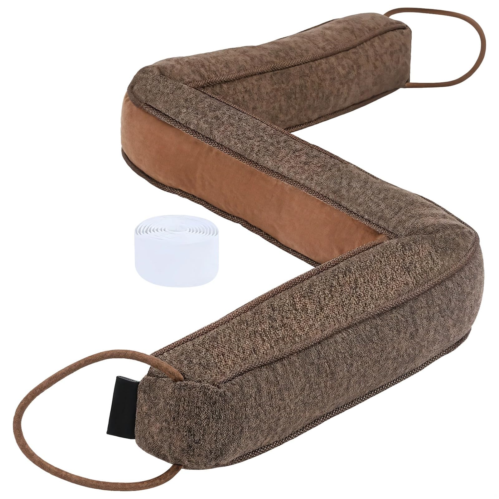 Bosreroy 36.2-Inch L-Shaped Draft Stopper, Brown Fabric, Sand Weighted, Designed for 32-Inch Doors