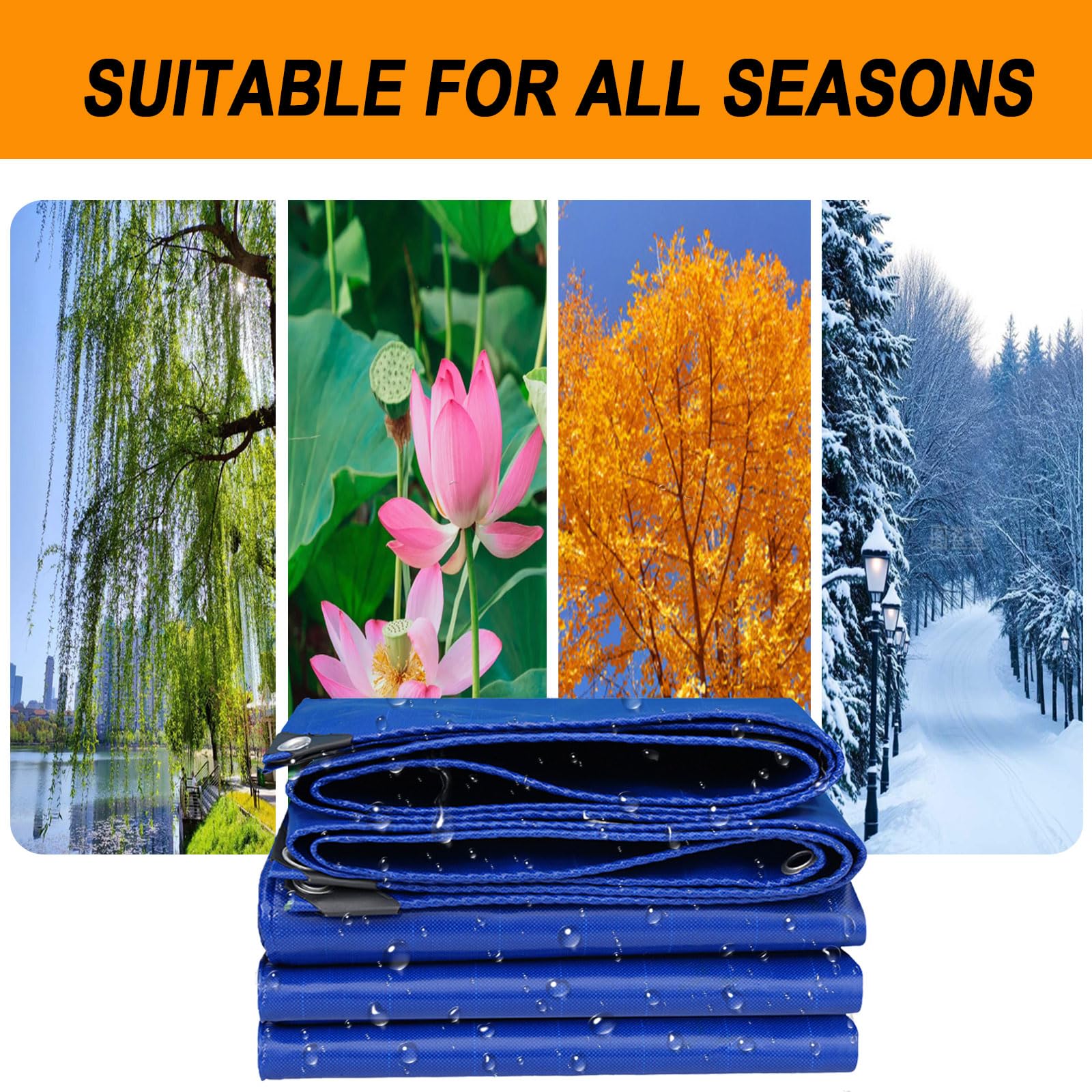 Bâche de Remorque 150 x 210 cm Imperméable et Indéchirable avec Œillets Bâche en Plastique pour Bois, Jardin, Toiture, Piscine, Bleu