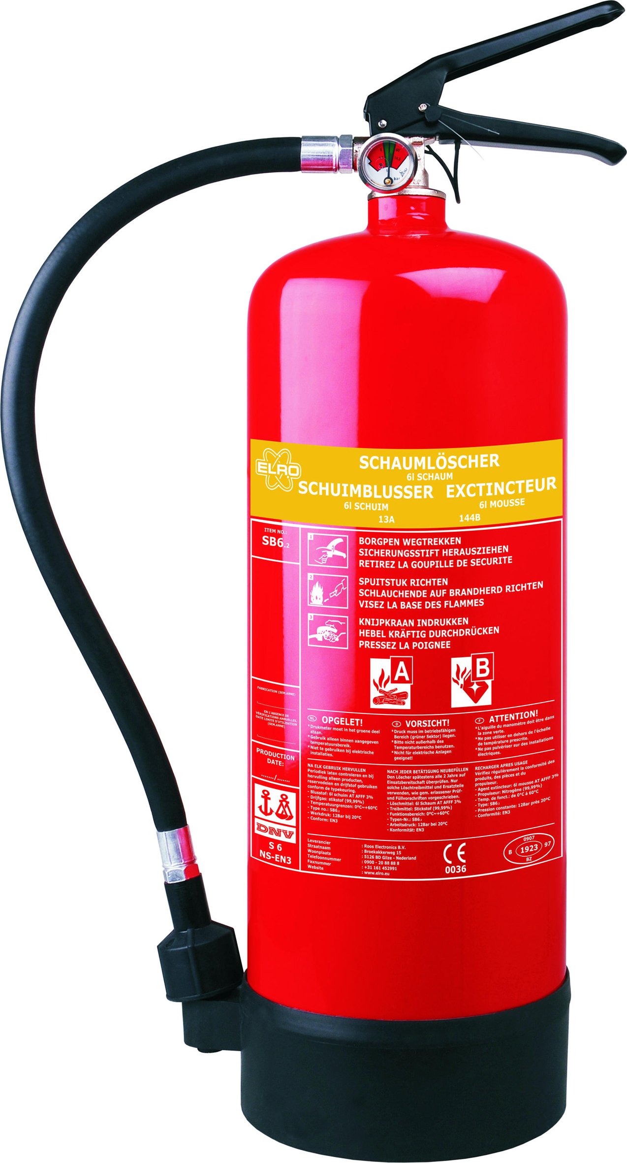Elro SB6 - Estintore a schiuma, 6 l ab